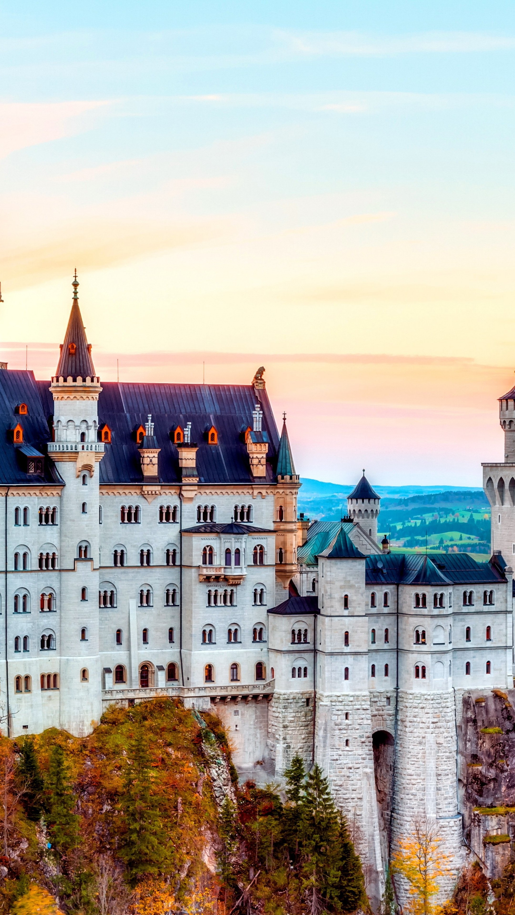 Wallpaper Castle, Neuschwanstein, alps, Autumn, bavaria, Germany, Mountain, sky, travel, Architecture
