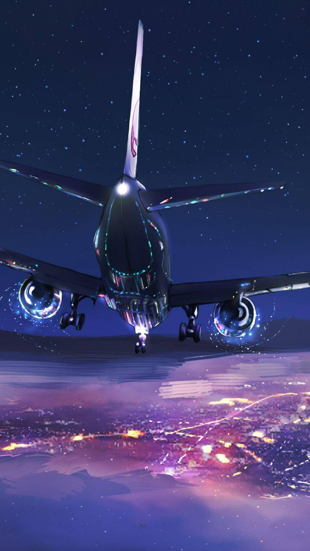 Download Anime Purple Airplane iPhone Wallpaper