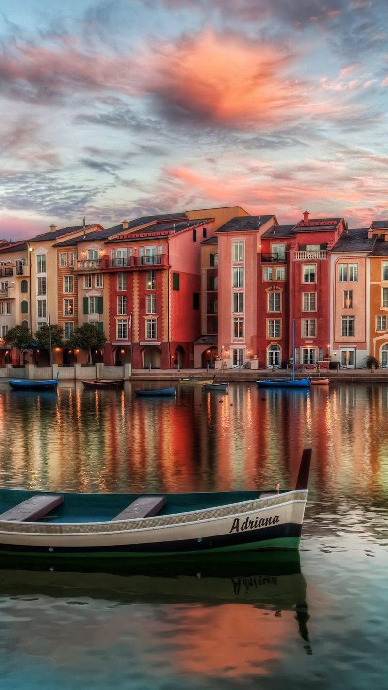Download Wallpaper 800x1420 Florida, Boat, Orlando, Buildings, Evening, Hdr Iphone Se 5s 5c 5 For Parallax HD Background