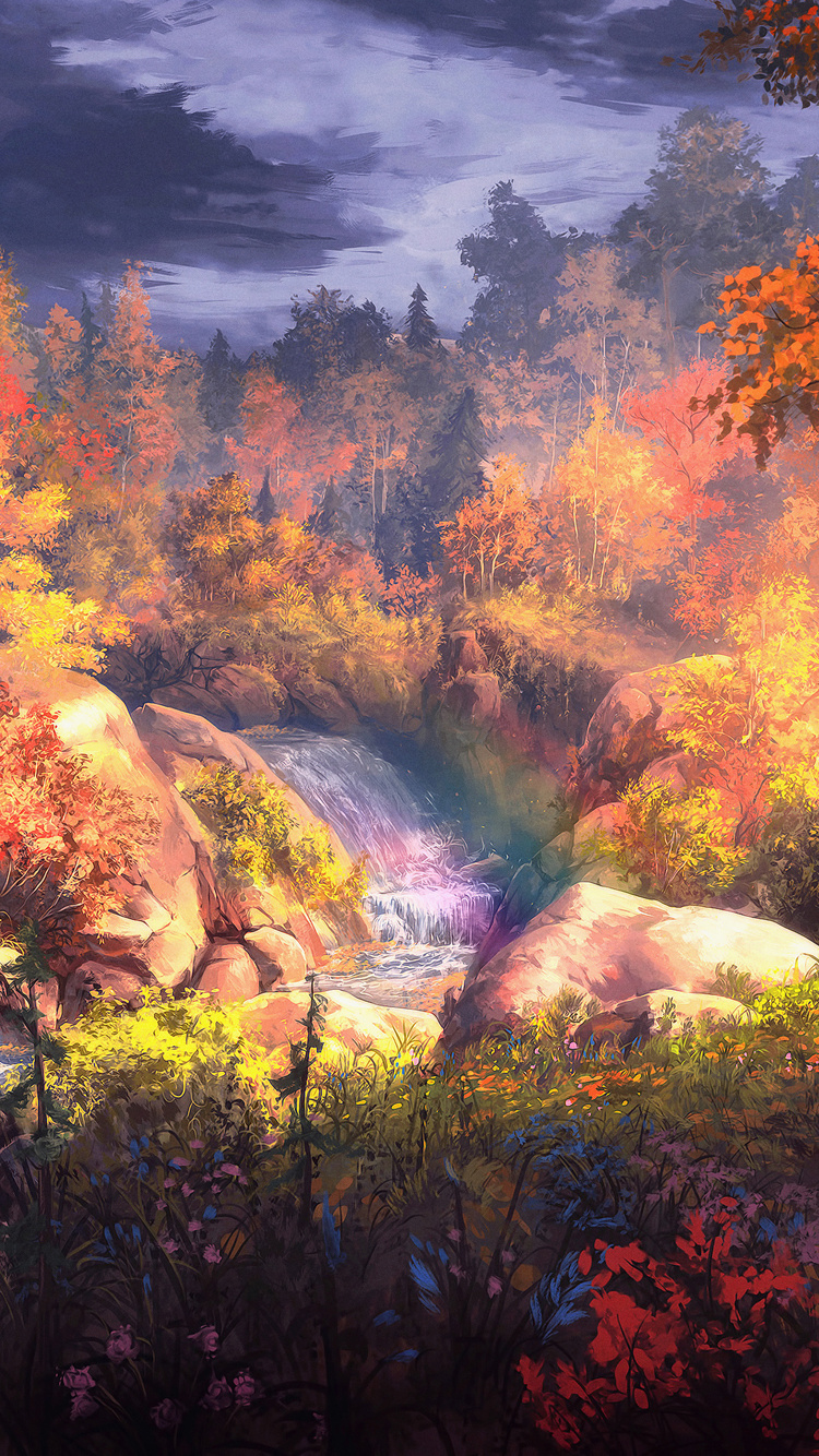 Fantasy Autumn Painting 4k iPhone 6, iPhone 6S, iPhone 7 HD 4k Wallpaper, Image, Background, Photo and Picture