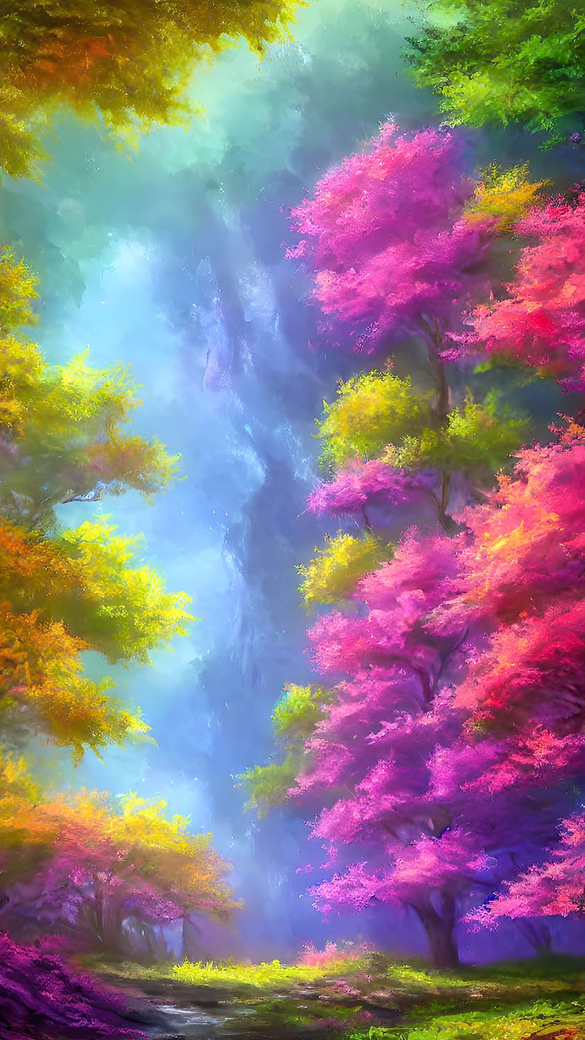 Colorful Trees Painting Scenery IPhone Wallpaper HD Wallpaper, iPhone Wallpap. Anime scenery wallpaper, iPhone wallpaper, Beautiful landscape wallpaper