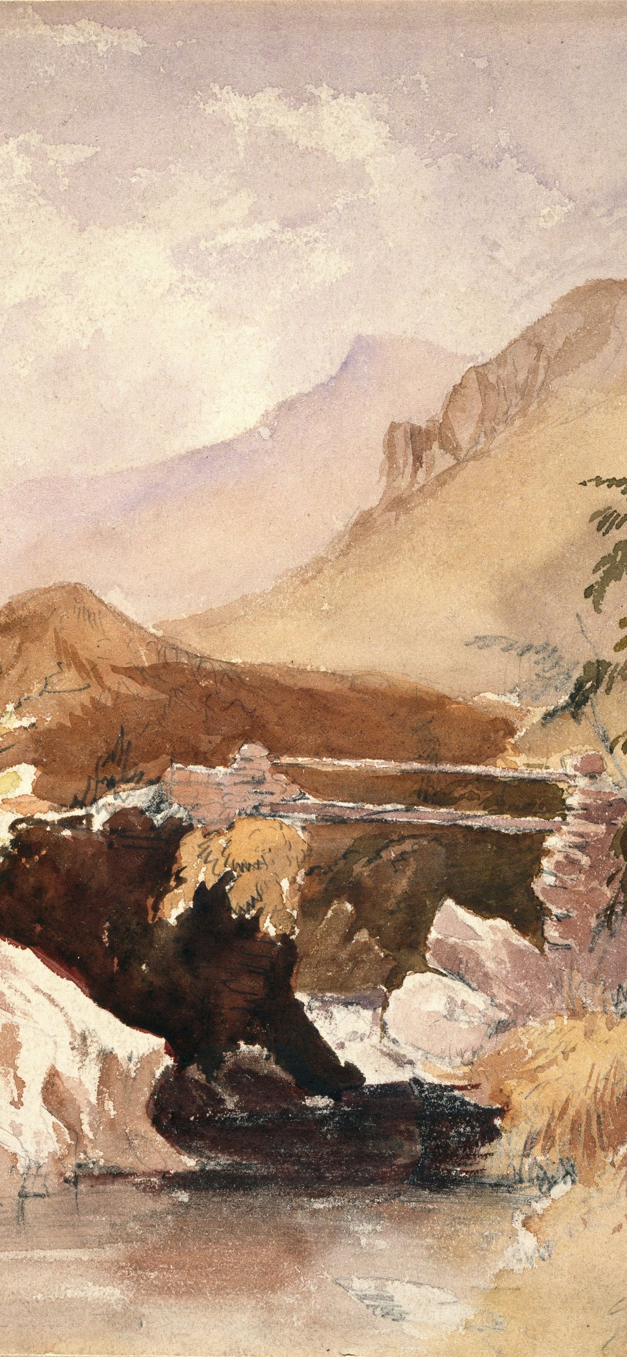 painting of hill iPhone 12 Wallpaper Free Download