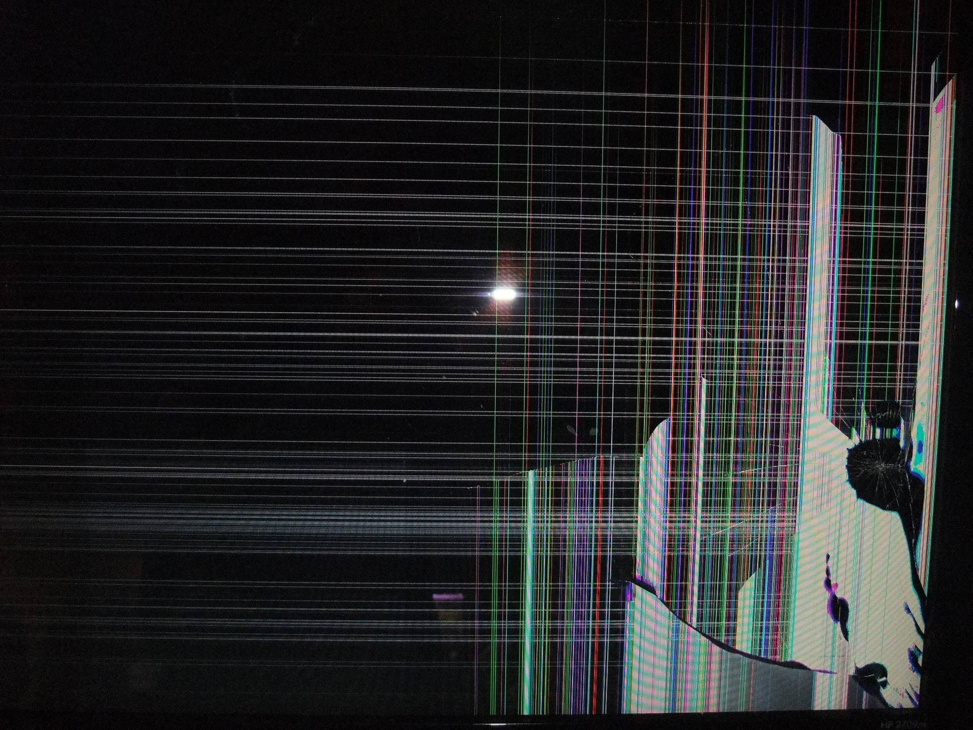 Download Damaged 4K Television Displaying Colorful Lines Wallpaper