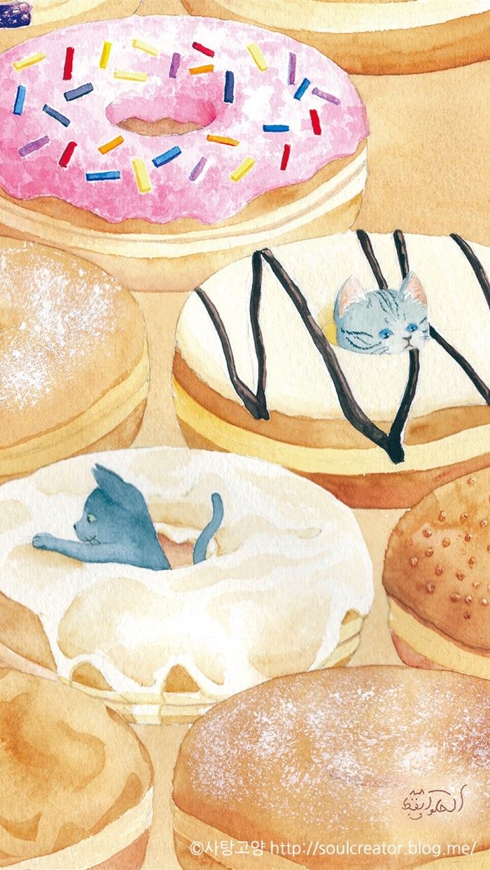 cats #donuts #art source /blog/?id=475496622. Donut cat, Cat art, Cute wallpaper