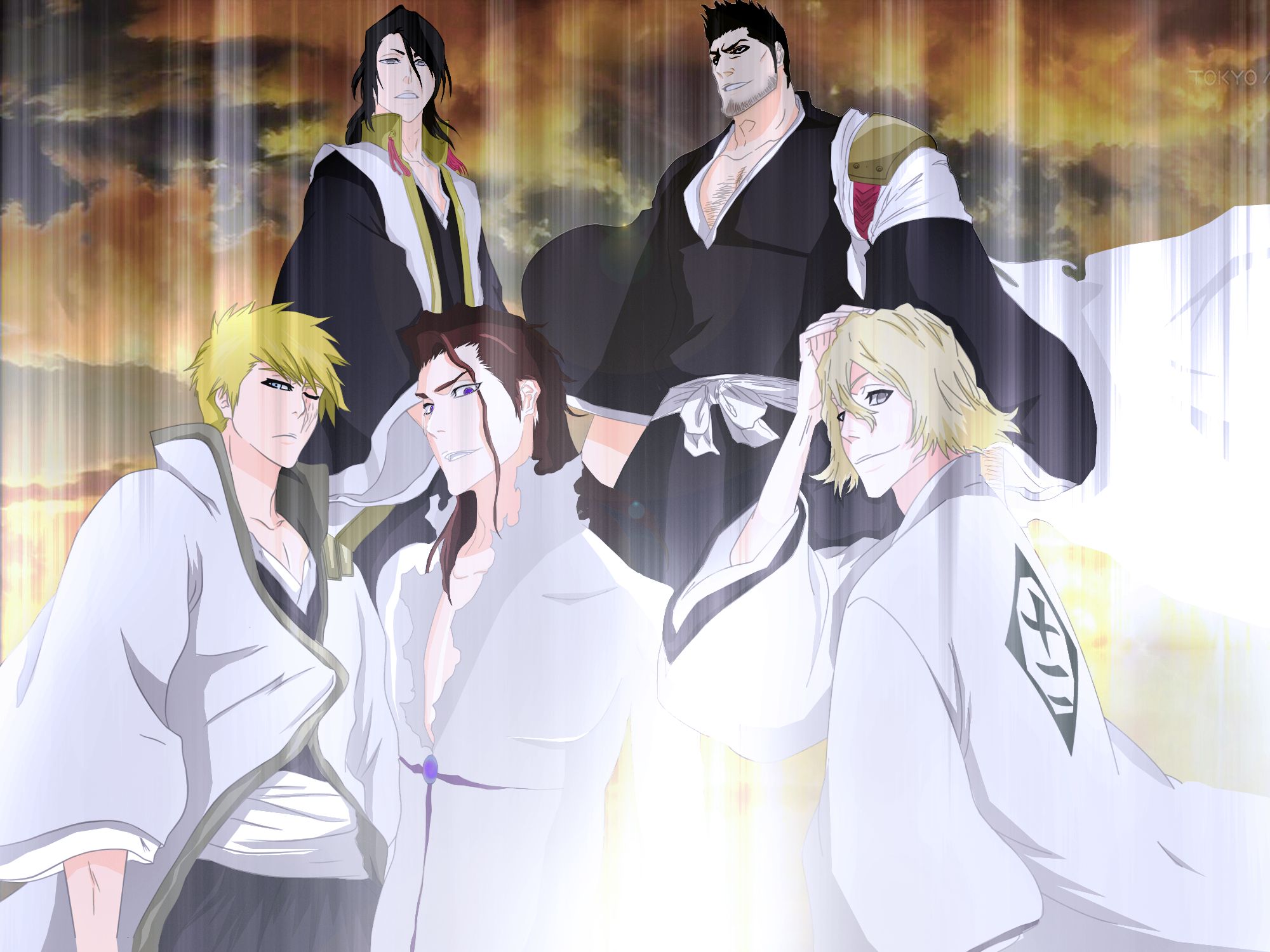 HD desktop wallpaper: Anime, Bleach, Byakuya Kuchiki, Sōsuke Aizen, Kisuke Urahara, Isshin Kurosaki download free picture