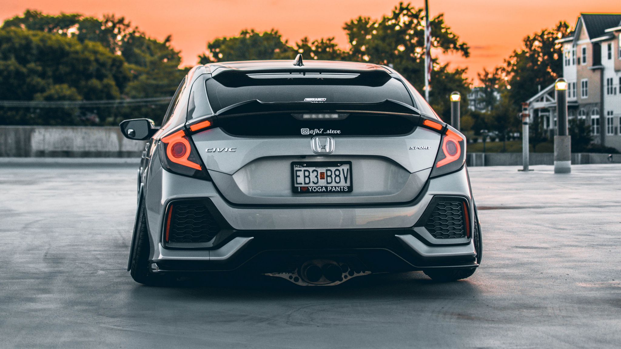 Download wallpaper 2048x1152 honda civic sport, honda, car, rear view, headlights ultrawide monitor HD background