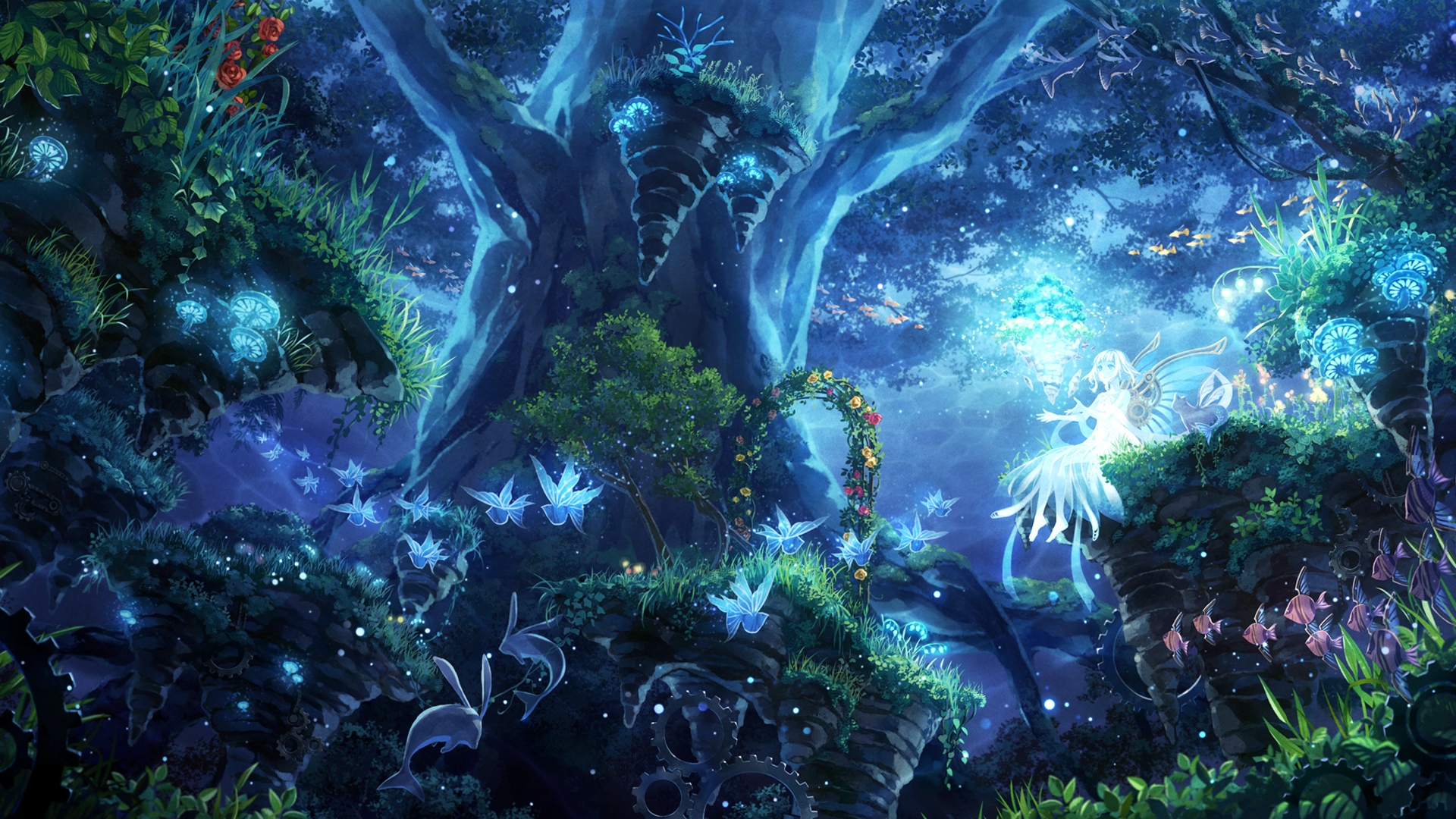 Anime girl forest wallpaper