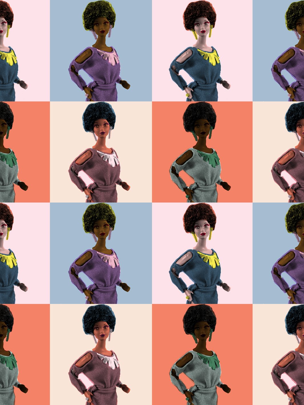 Pop Print Black Barbie™' Wallpaper by Barbie™