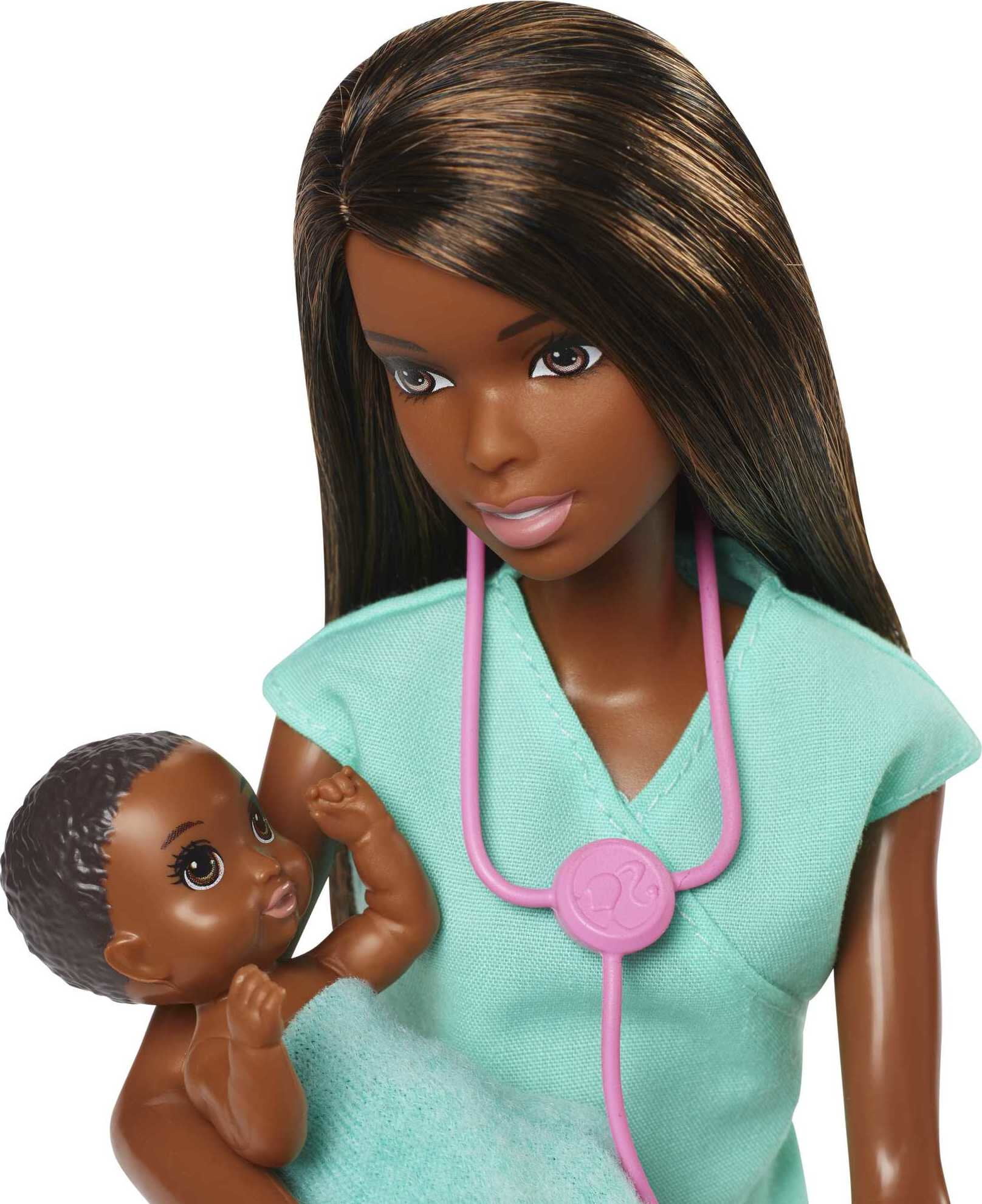 Barbie Careers Baby Doctor Playset with Brunette Fashion Doll, 2 Baby Dolls, Furniture & Accessories