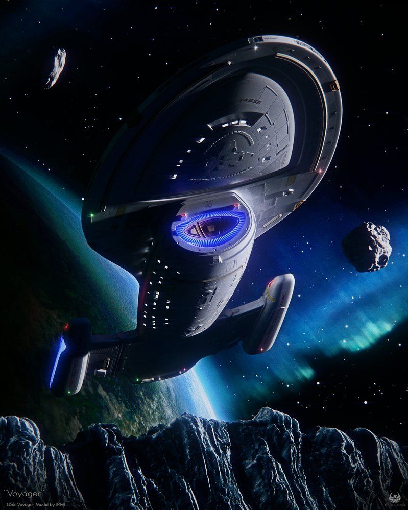 Voyager. Star trek wallpaper, Star trek art, Star trek ships