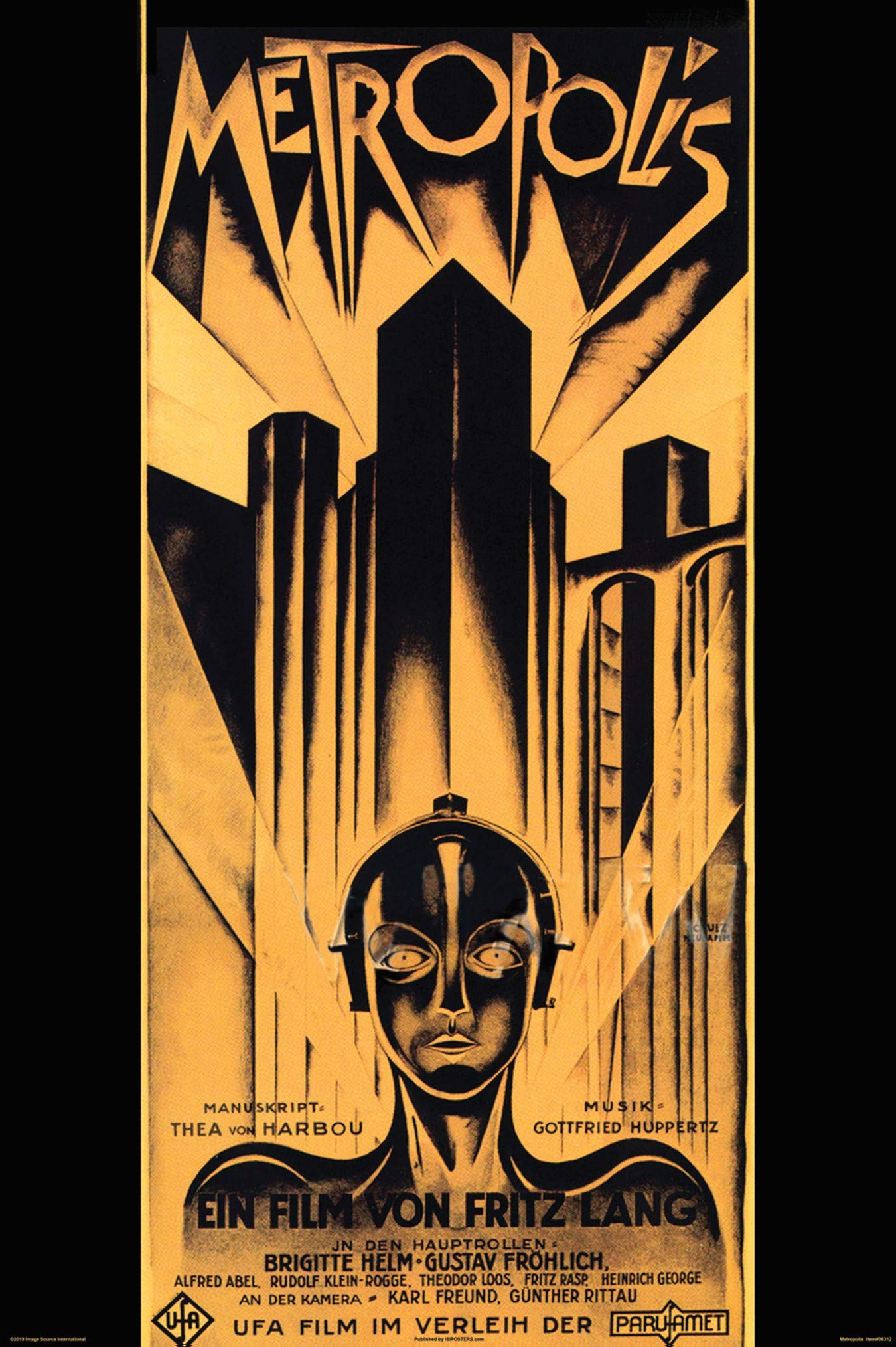 Buyartforless Fritz Lang's Metropolis 1927 Movie Art Print Poster, gold, yellow, black, 36x24 inches: Posters & Prints