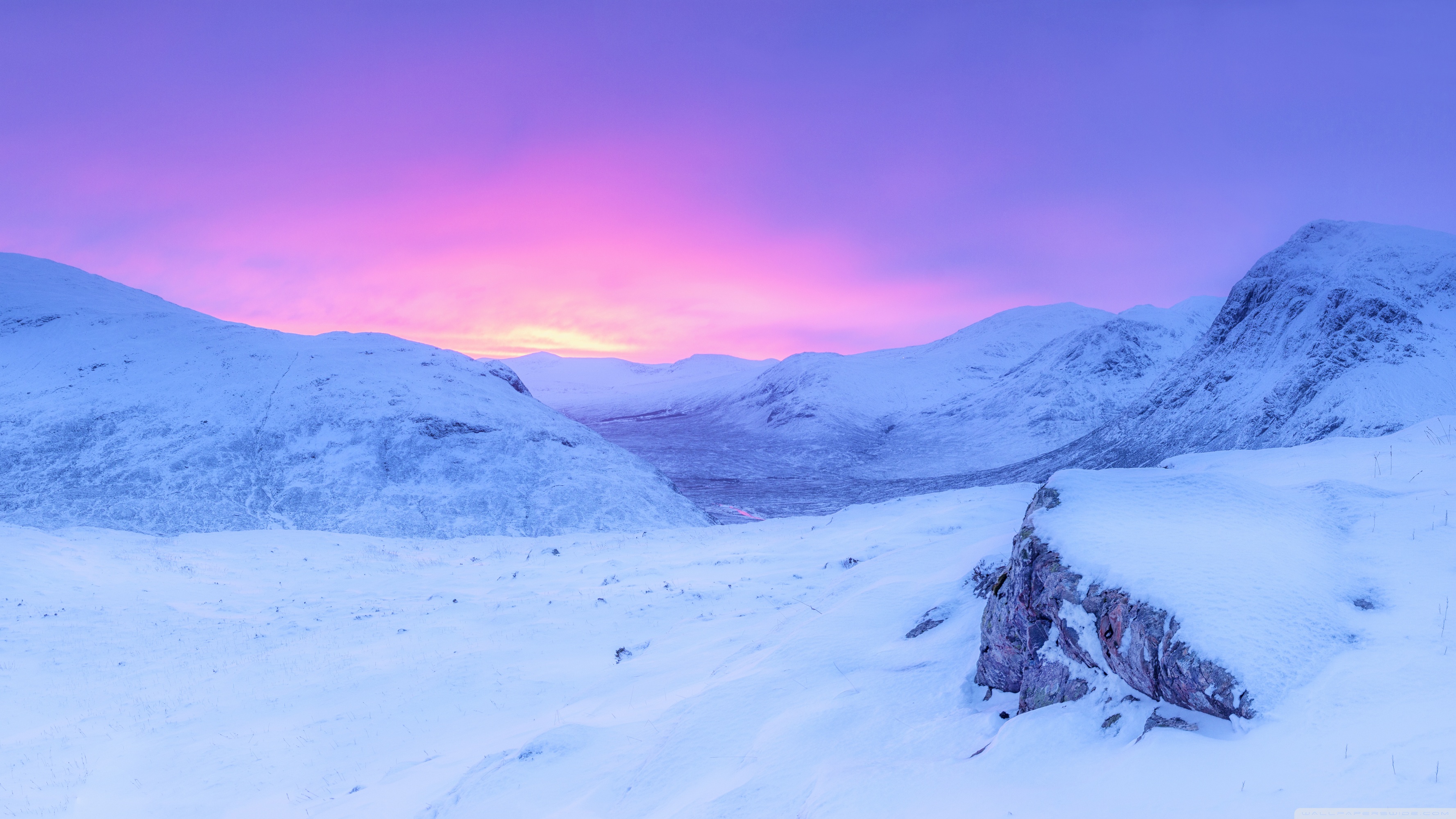 Pink Sunrise, Snowy Mountains, Winter Ultra HD Desktop Background Wallpaper for 4K UHD TV, Widescreen & UltraWide Desktop & Laptop, Multi Display, Dual & Triple Monitor, Tablet