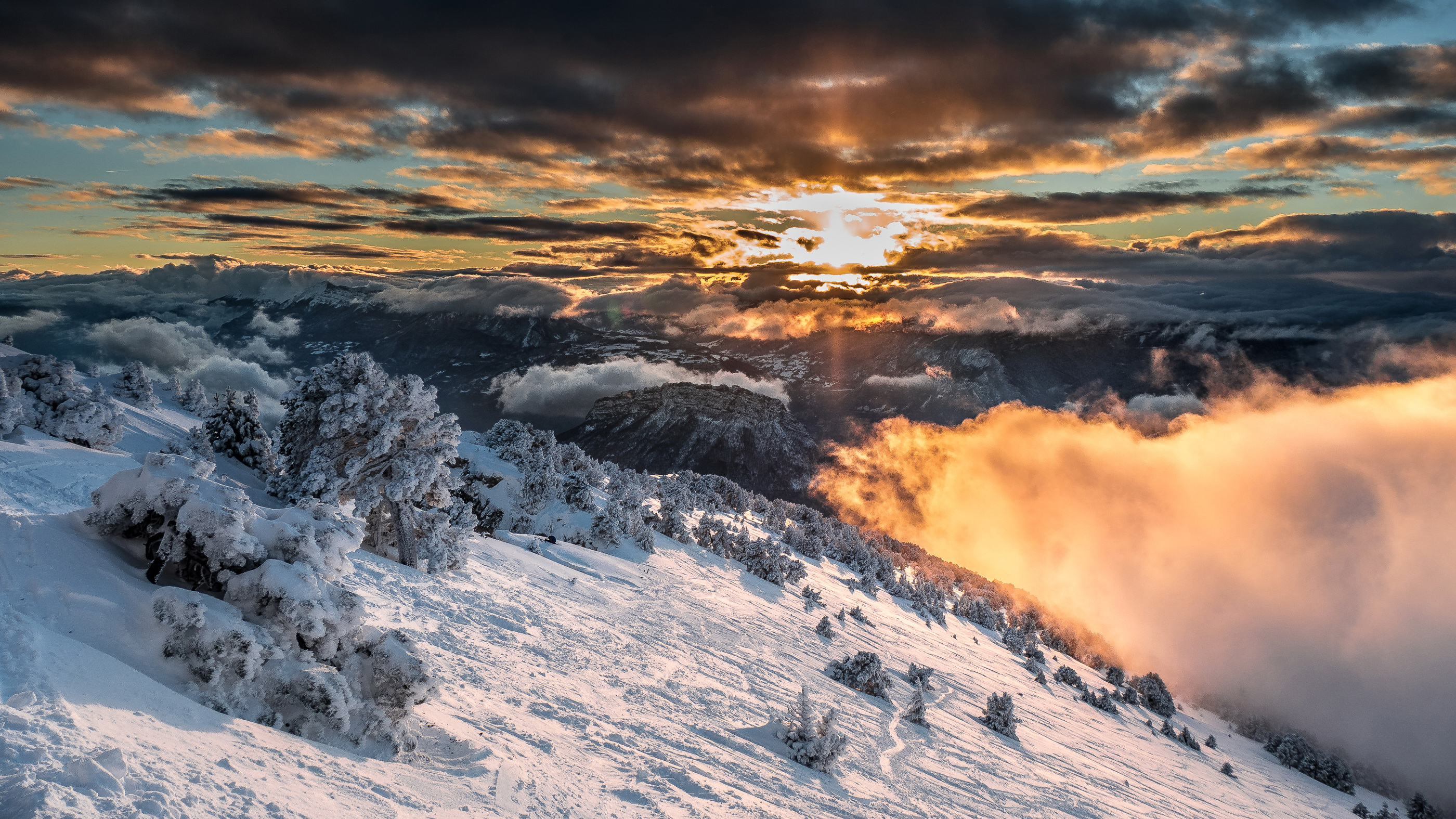 Mobile wallpaper: Landscape, Winter, Nature, Snow, Mountain, Sunrise, Earth, Cloud, 877126 download the picture for free