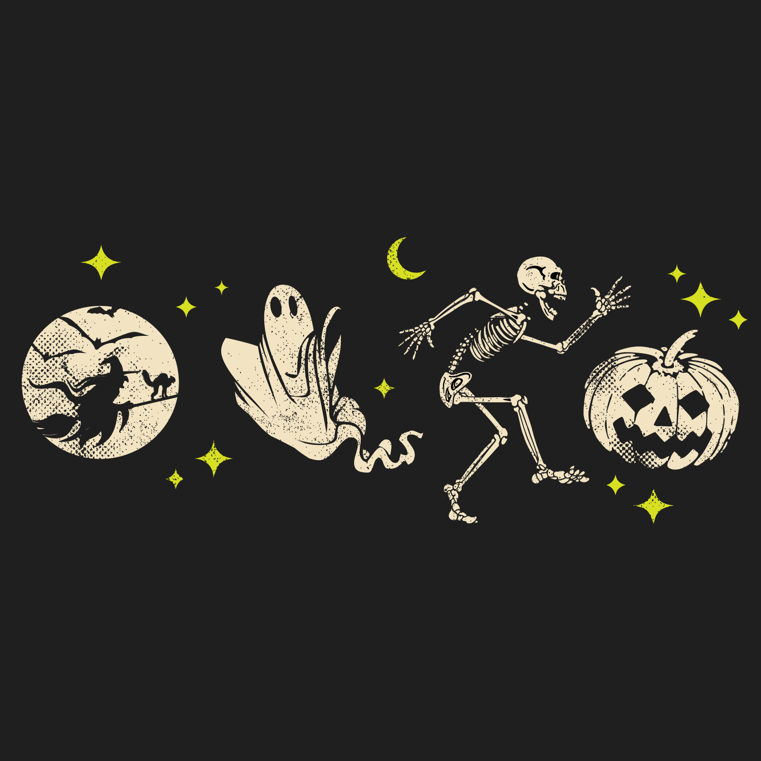 Vintage Halloween Tee. Skeletons, Ghosts, Pumpkins & Witches! Unisex