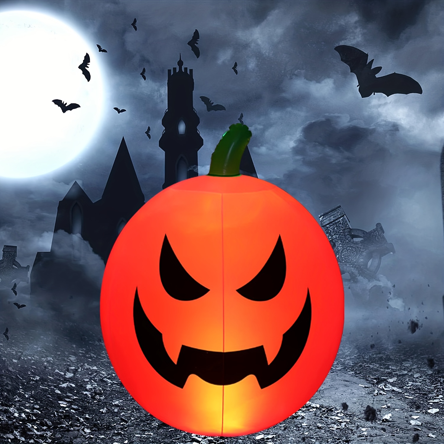 Halloween Inflatable 24 Inch Halloween Decor Blow Up Pumpkin With Built In Battery Powered Color Changing Led Light Suitable For Indoor Outdoor Yard Party Halloween Decor Perfect Choice For Holiday Decoration