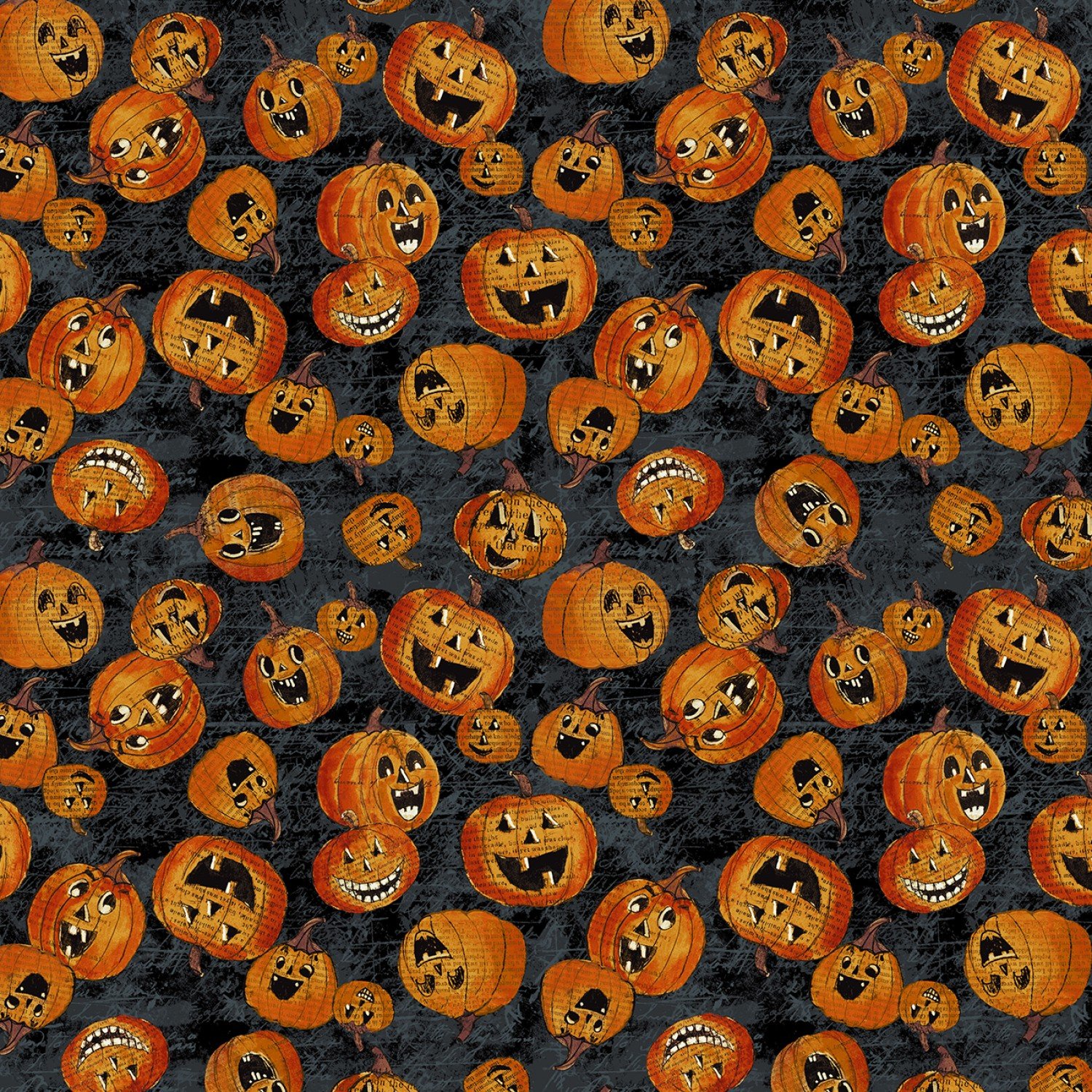 Clothworks All Hallow's Eve By Sue Zipkin Y3820 3 Black Jack O Lanterns $12.40 Yd