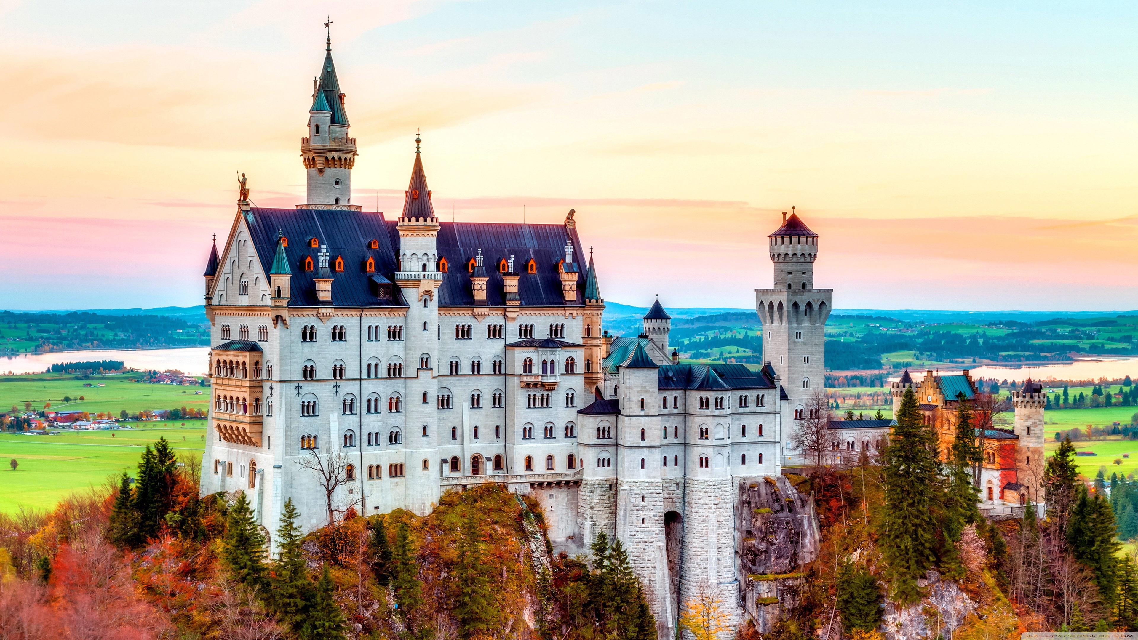 Neuschwanstein Castle, Germany, Autumn Ultra HD Desktop Background Wallpaper for 4K UHD TV, Tablet