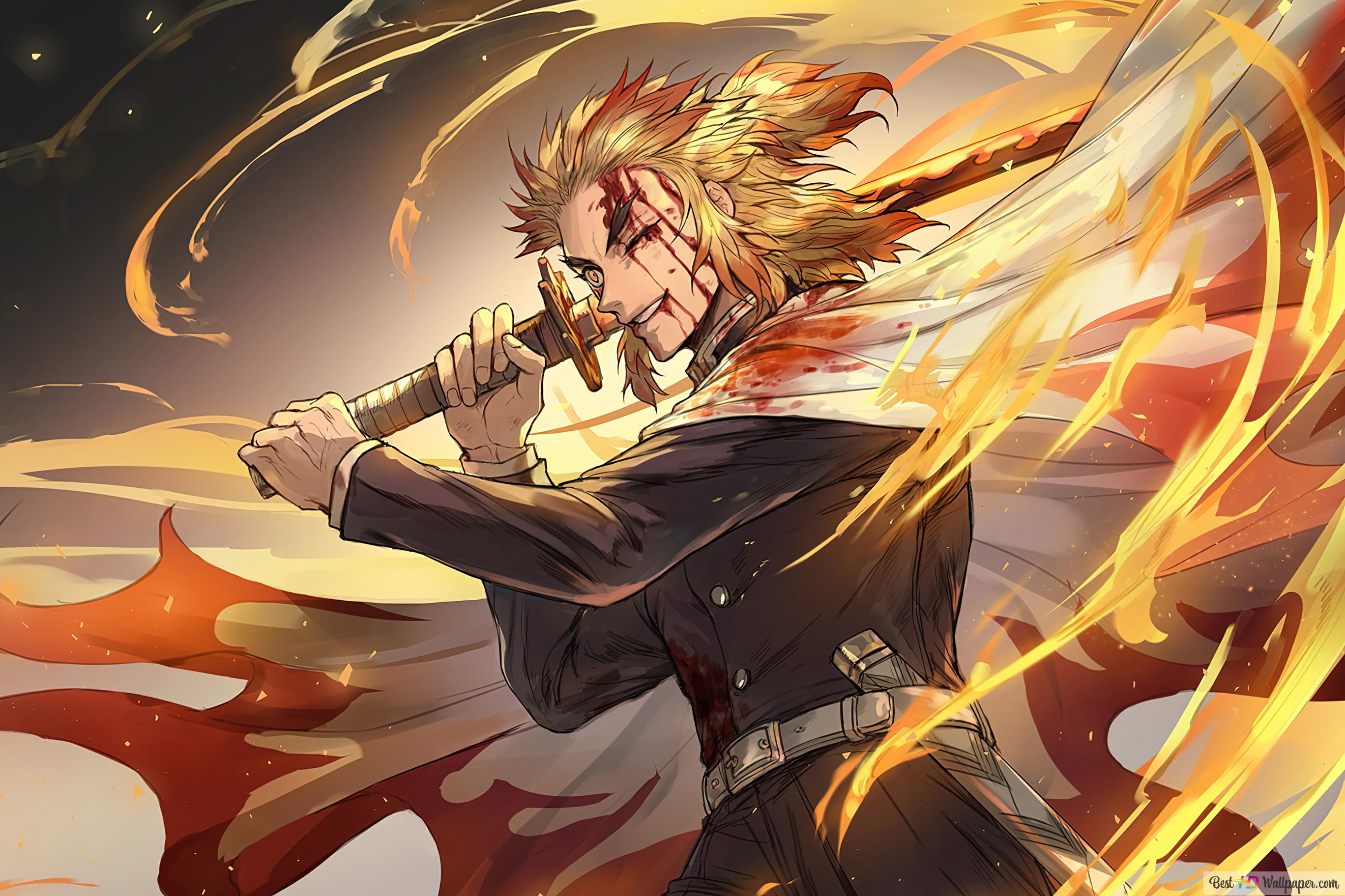 Demon Slayer. 'Kyojuro Rengoku' 4K wallpaper download