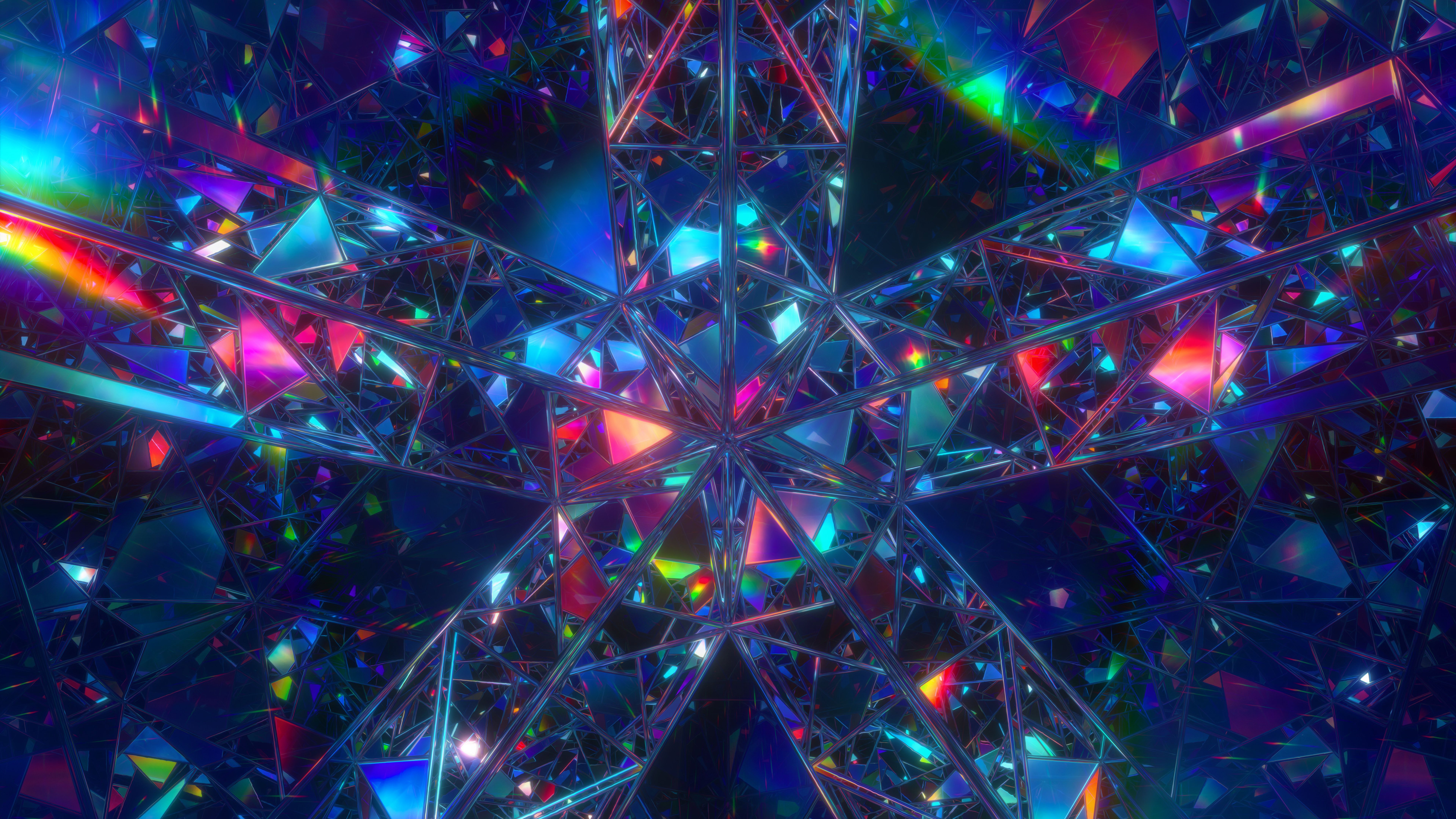 Mirror Wallpaper 4K, Crystals, Rainbow, Dispersion