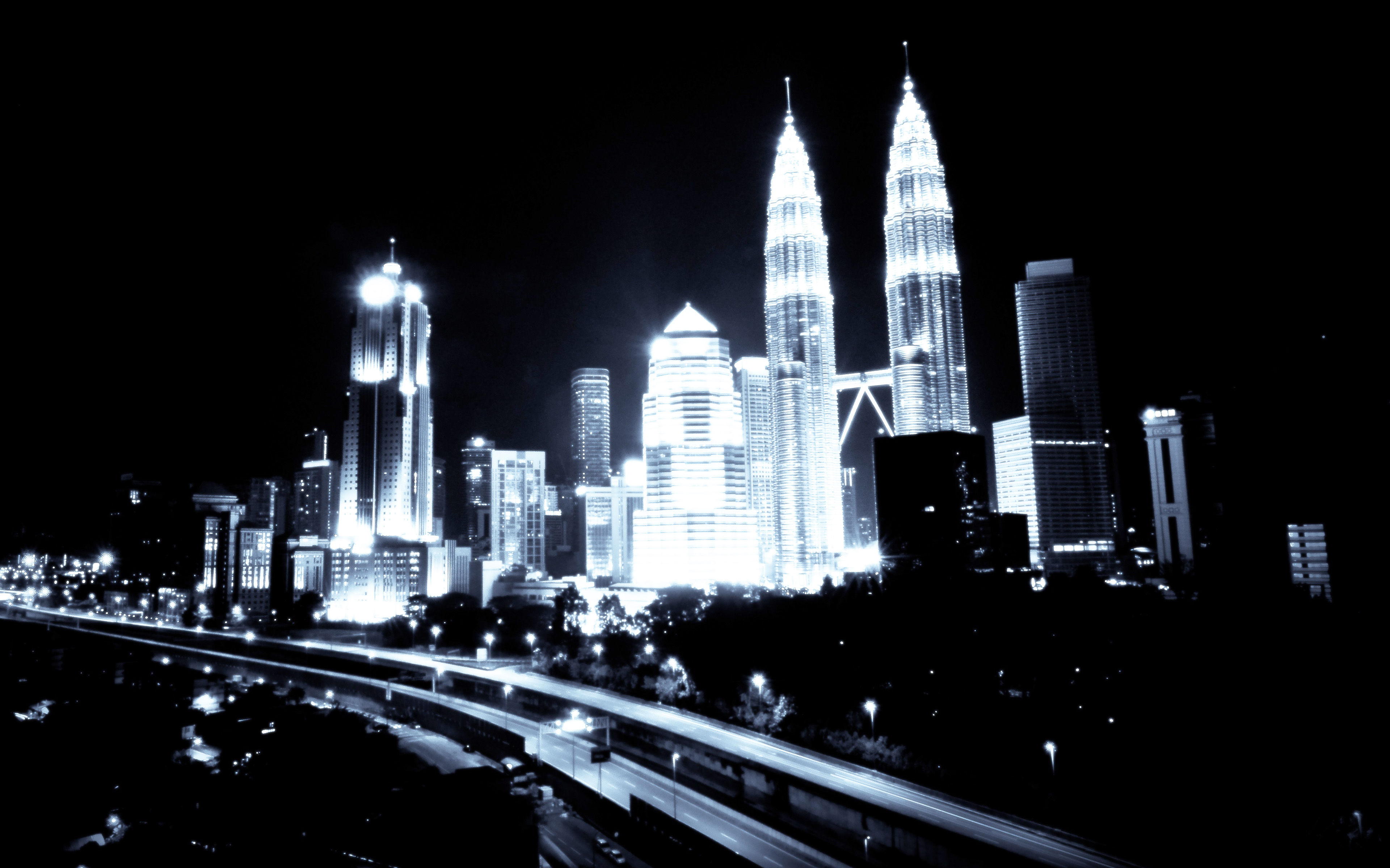 wallpaper for desktop, laptop. kuala lumpur dark city urban art illustration