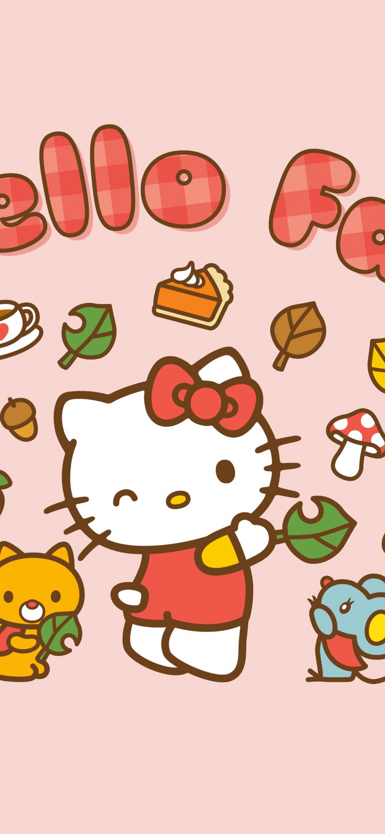 Hello Fall Wallpaper 4K, Hello Kitty background