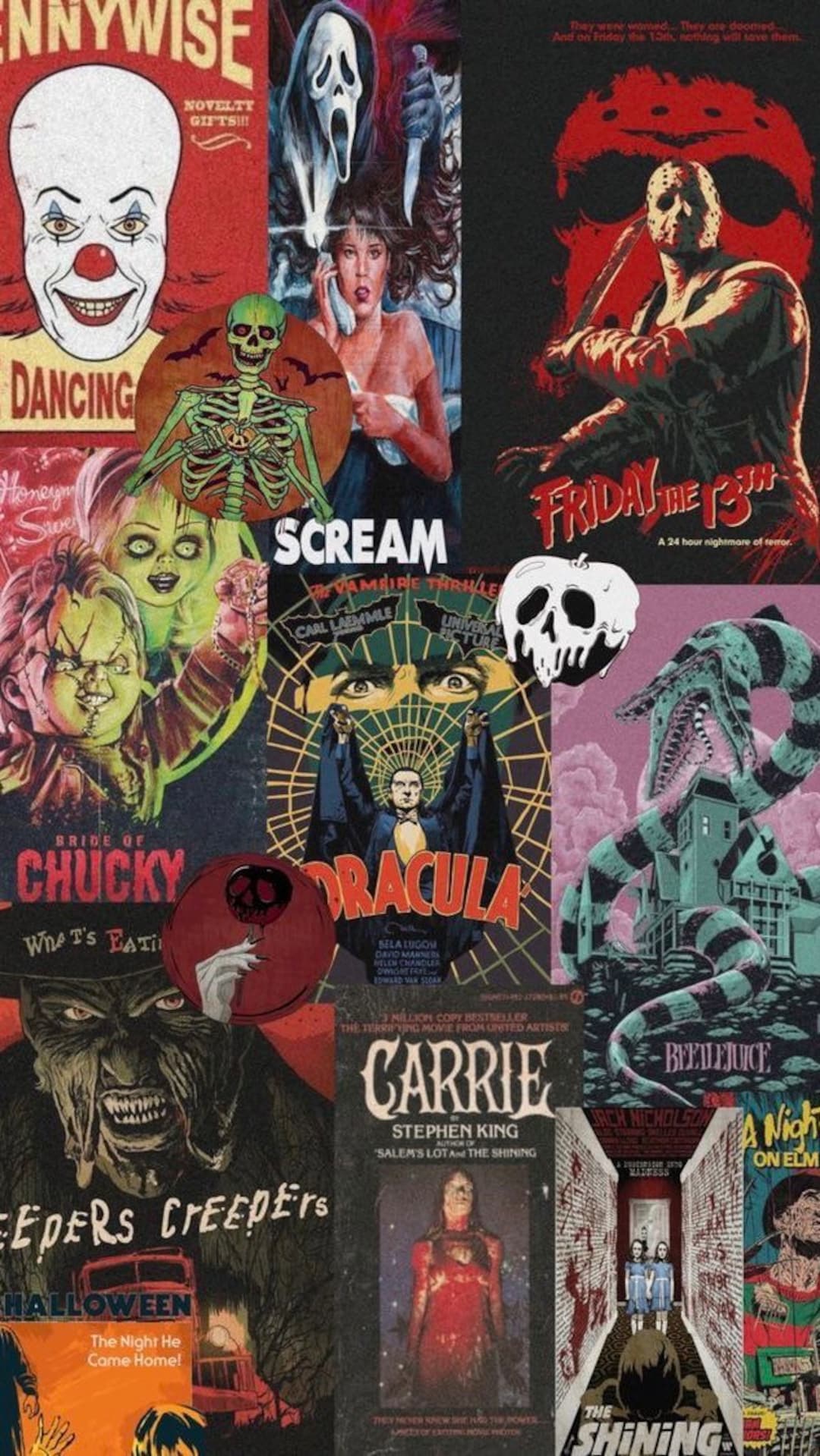 Halloween Movies Aesthetic Collage Spooky Season Decor Scary