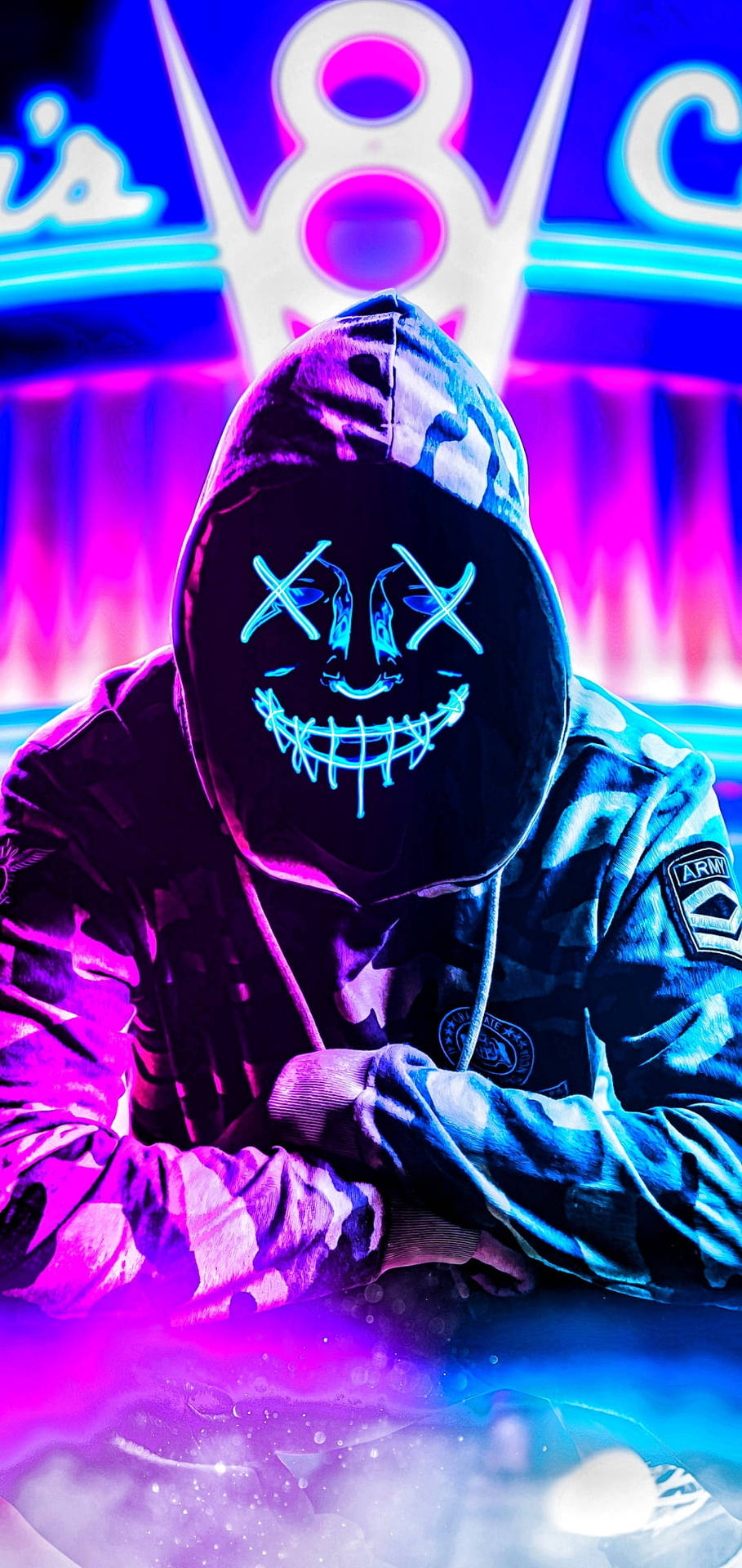 Download Purge Mask Blue Pink Wallpaper