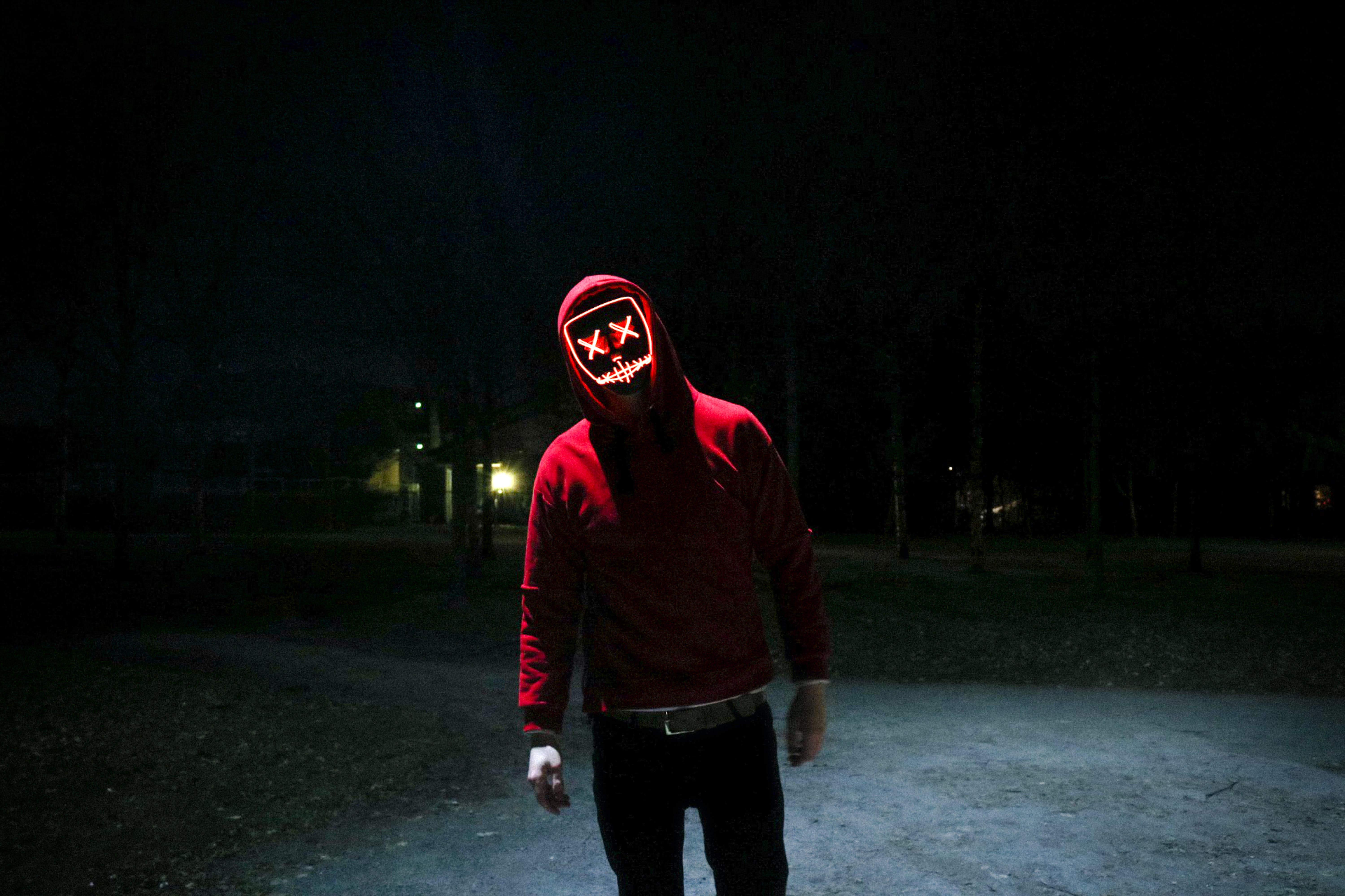 Free of creepy picture, dark, halloween picture, hoodie, led mask, mask, purge mask, red, spooky