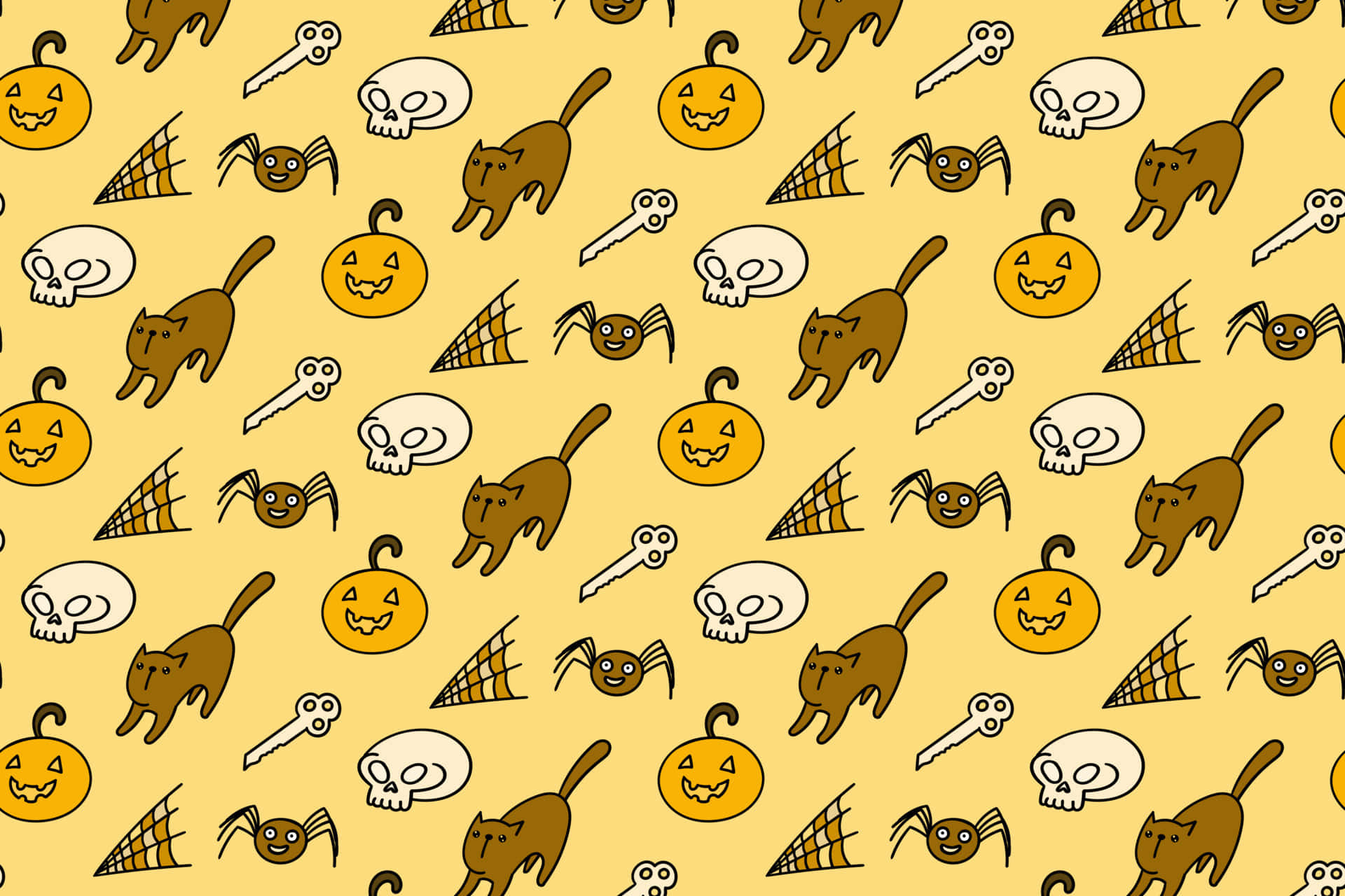 Download Aesthetic Cute Halloween Cartoon Pattern Wallpaper
