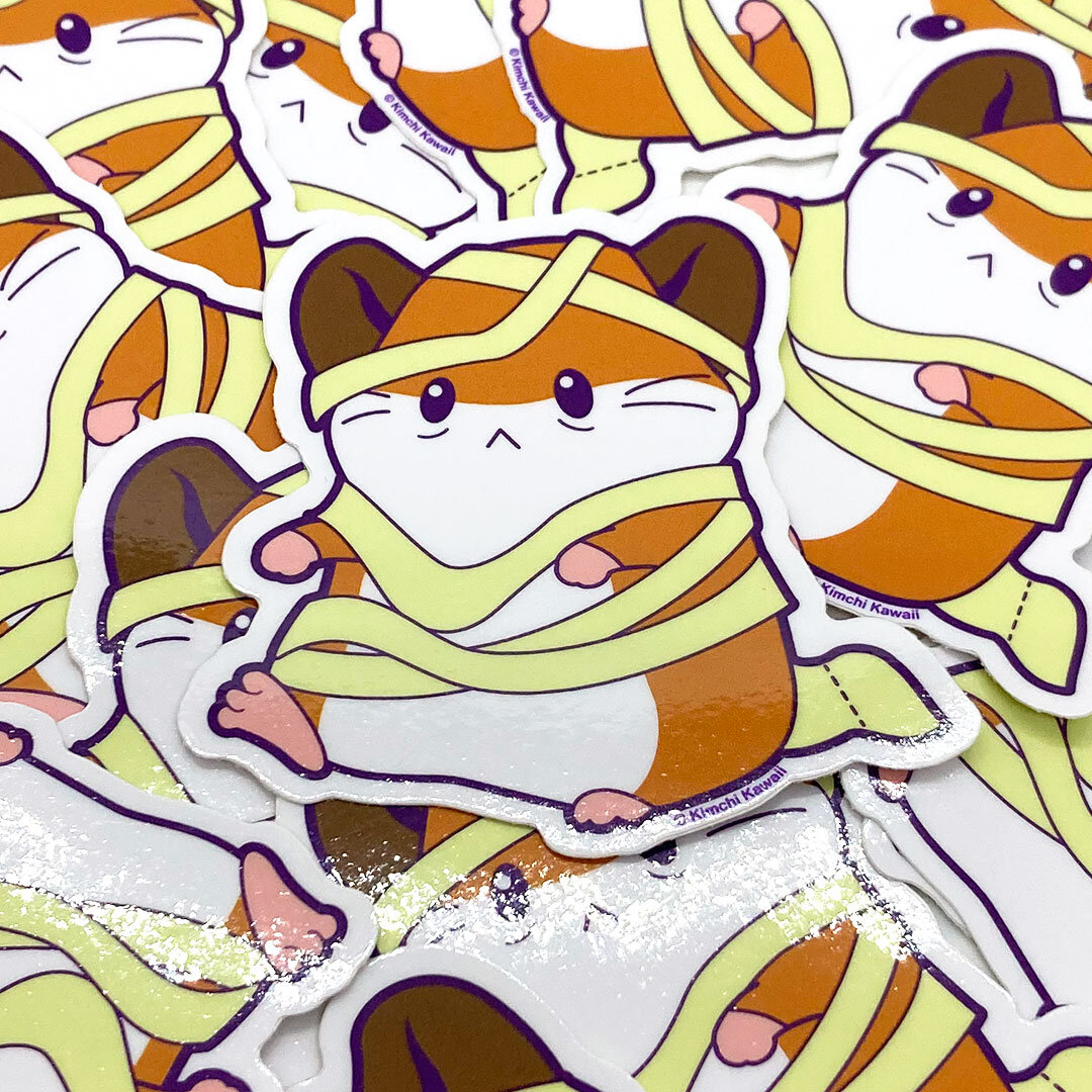 Mummy Hamster Cute Halloween Vinyl Sticker