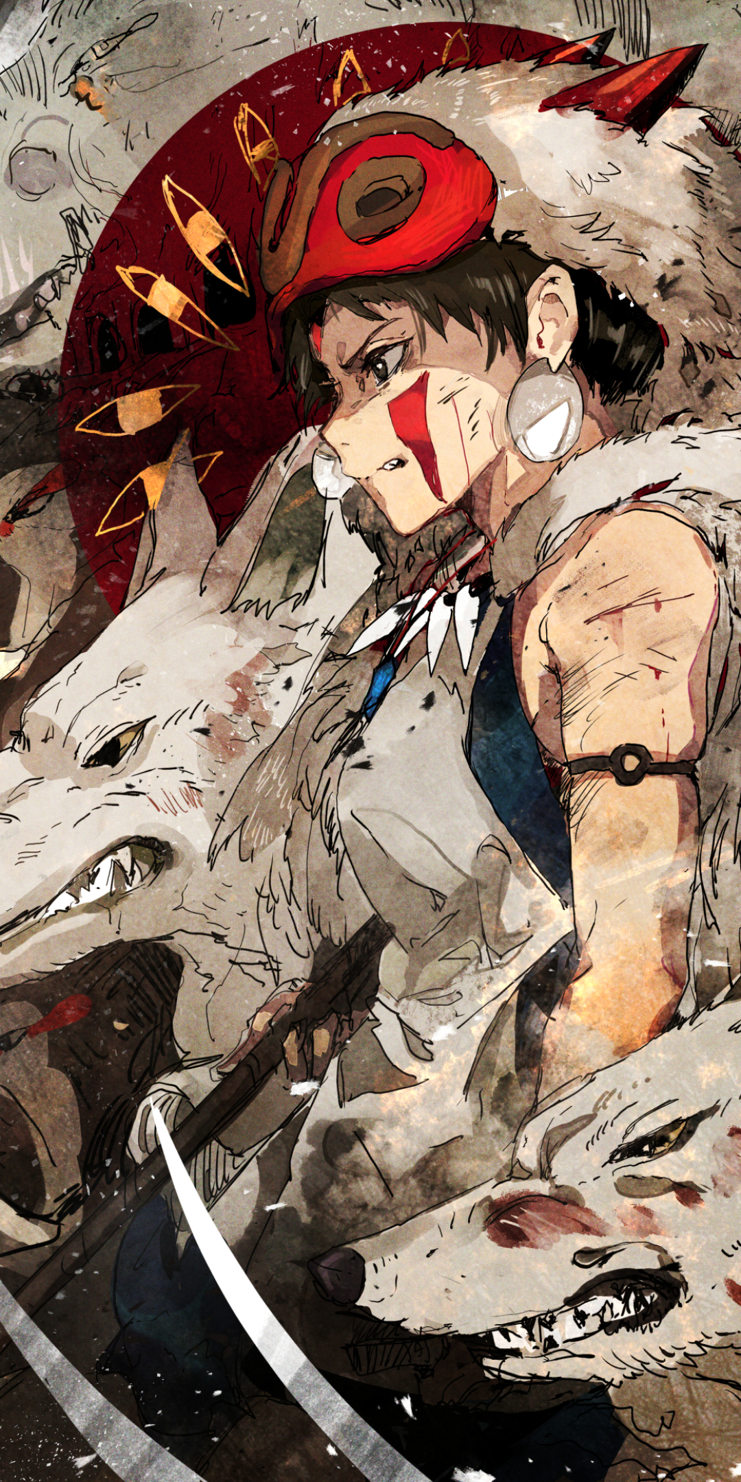 Princess Mononoke Phone Wallpaper by 木野花（ひらんこ）