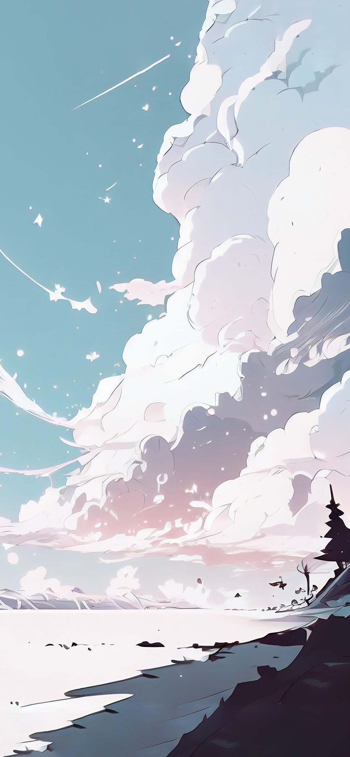 Winter Clouds White Wallpaper