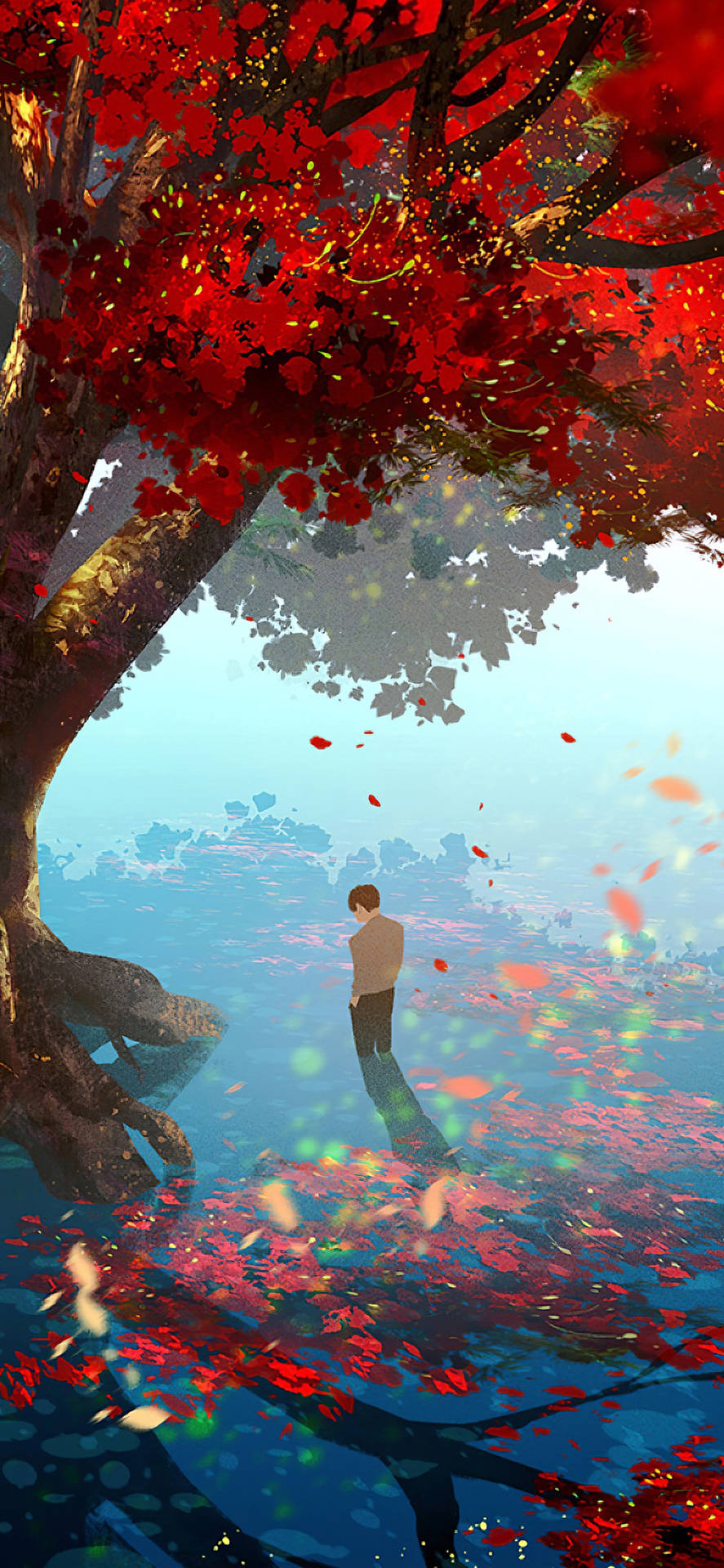 Download Autumn Tree Anime Phone Wallpaper