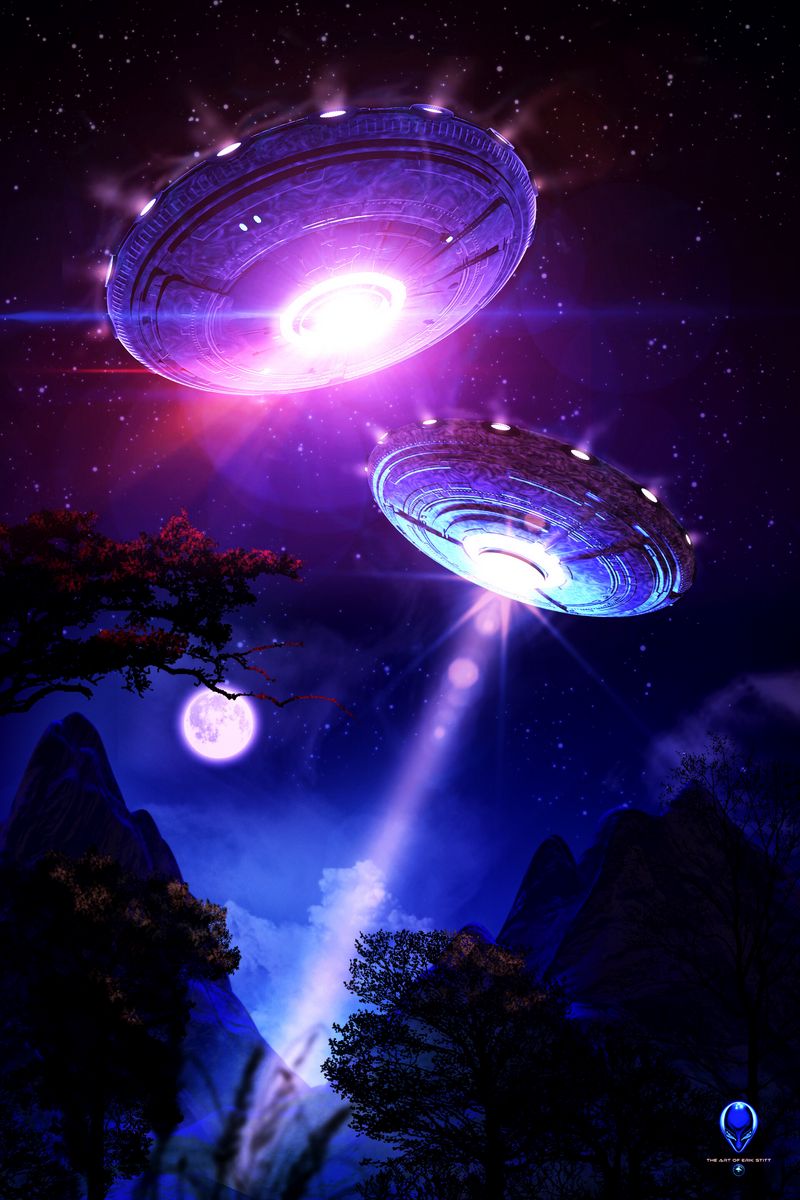 Download Wallpaper 800x1200 Ufo, Aliens, Night, Glow, Light Iphone 4s 4 For Parallax HD Background