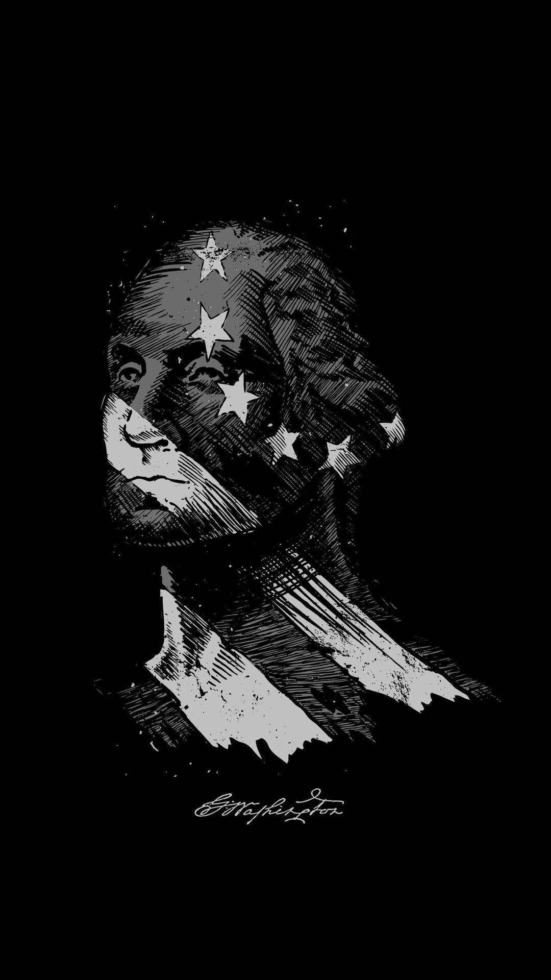 Download George Washington And Flag Phone Wallpaper