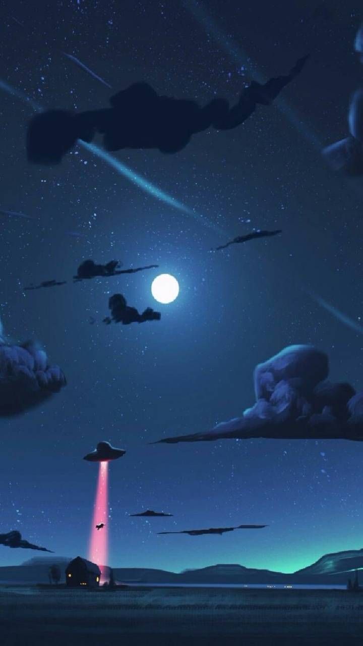 Night alien wallpaper by _SupriFurki_. Alien iphone wallpaper, iPhone wallpaper sky, Alien artwork