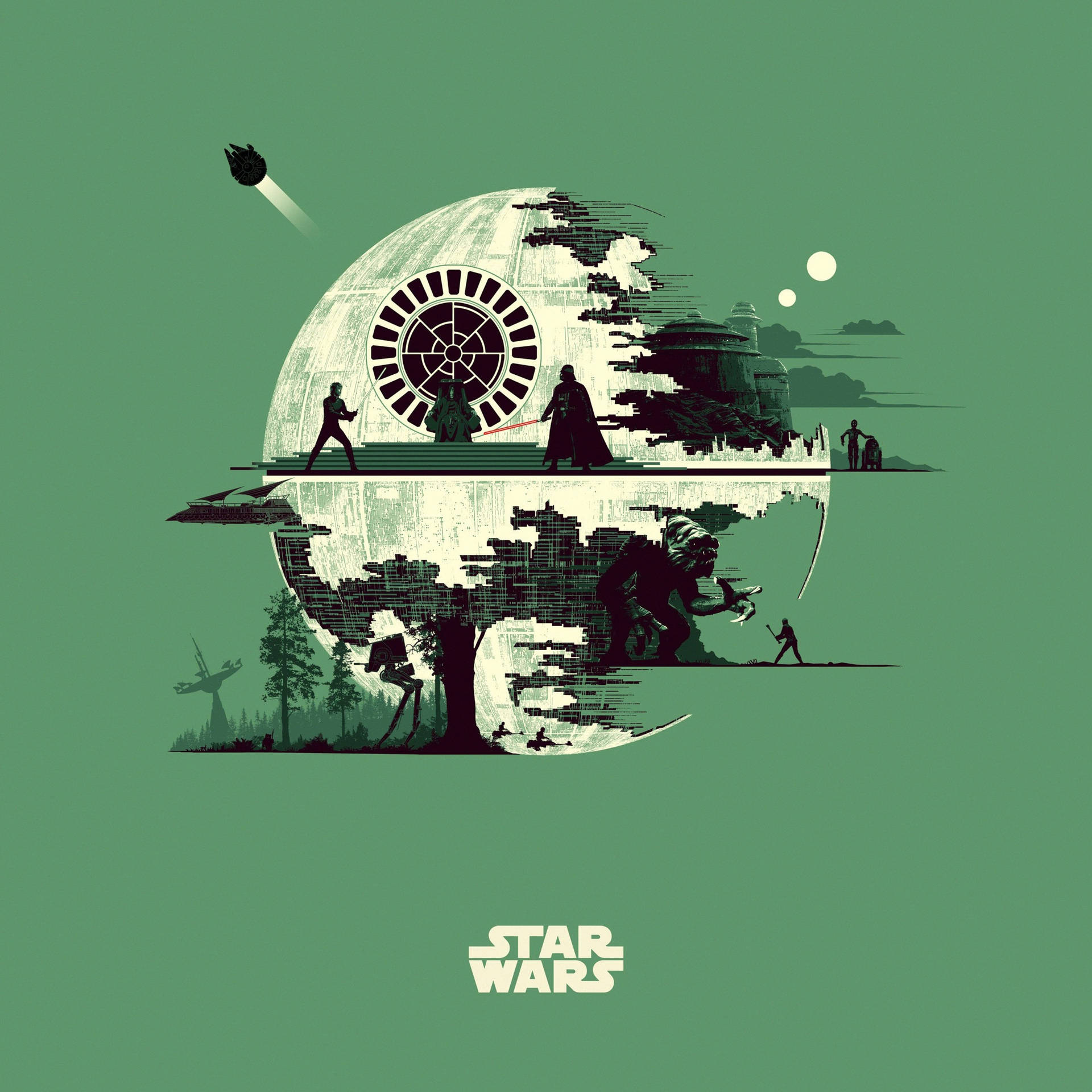Download Star Wars iPad Characters And Death Star Wallpaper
