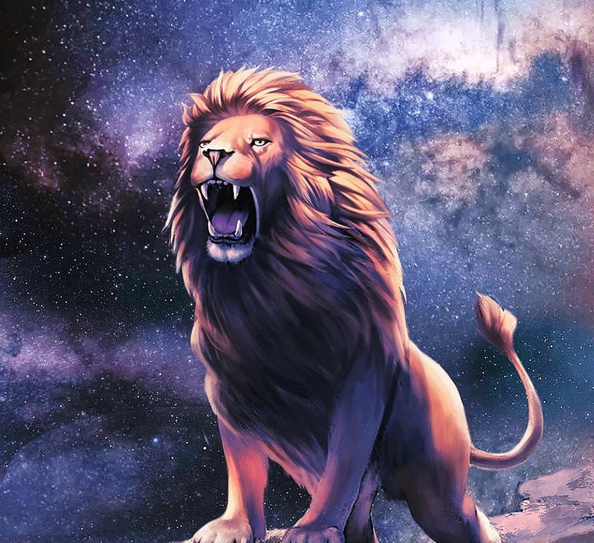 Download Roaring Galaxy Lion Wallpaper