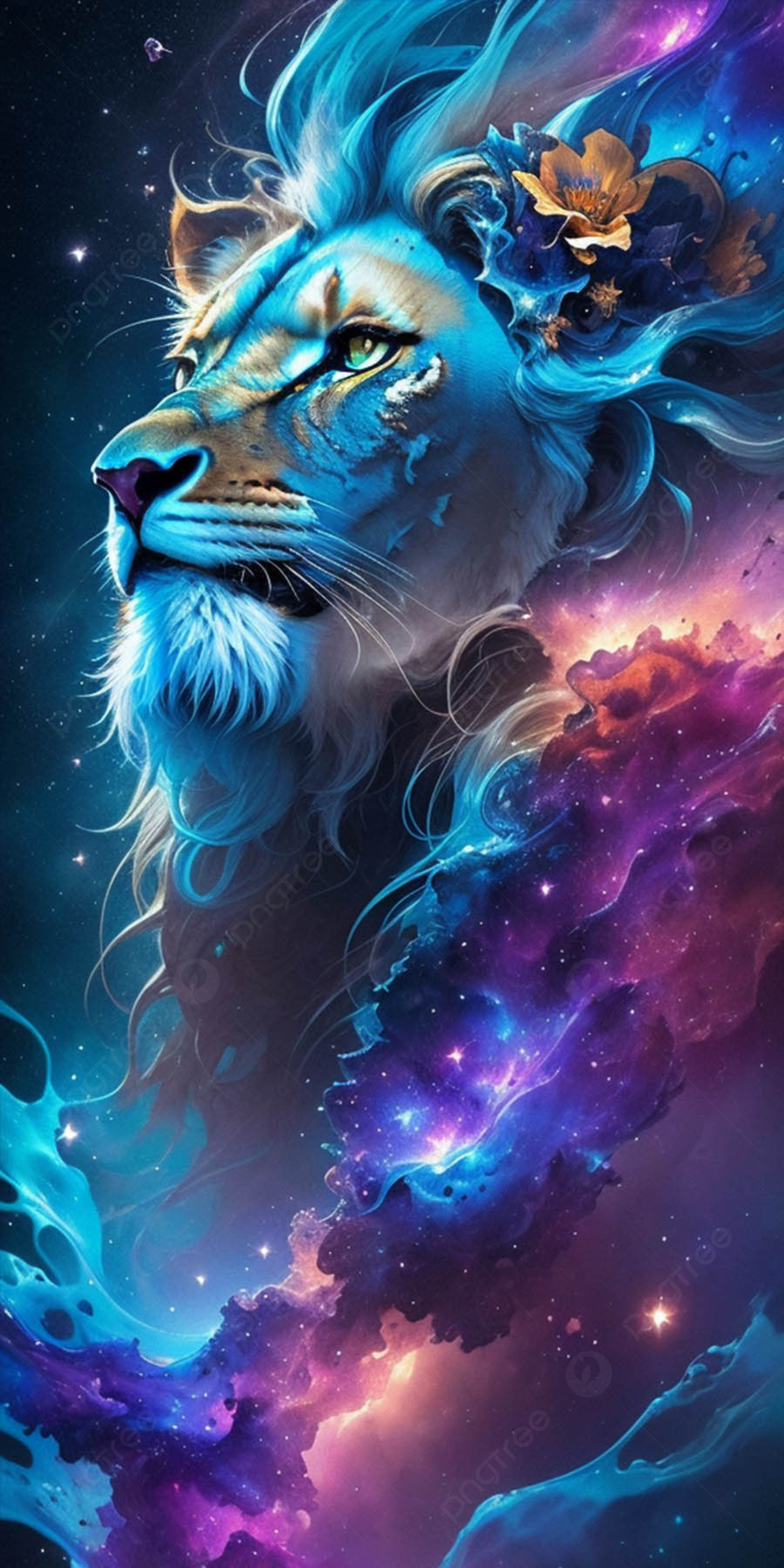 Lion In Space Wallpaper Background Wallpaper Image For Free Download