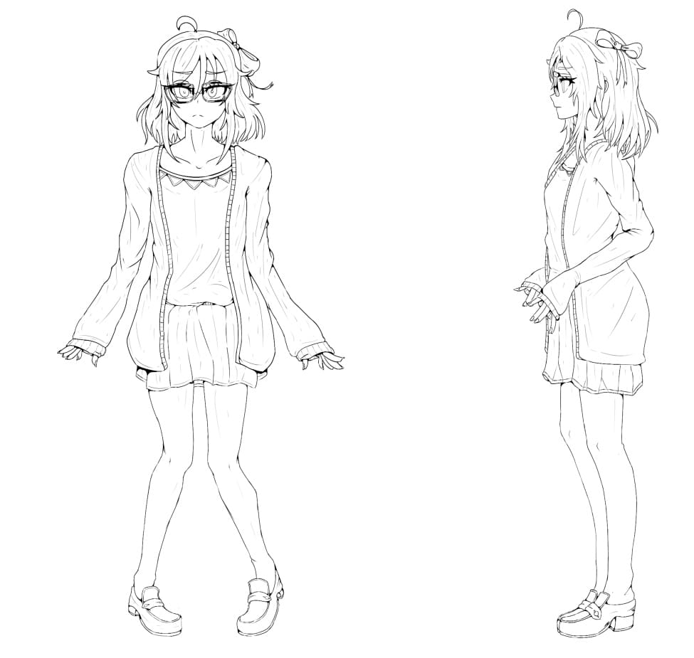 Anime girl poses Image to sketch