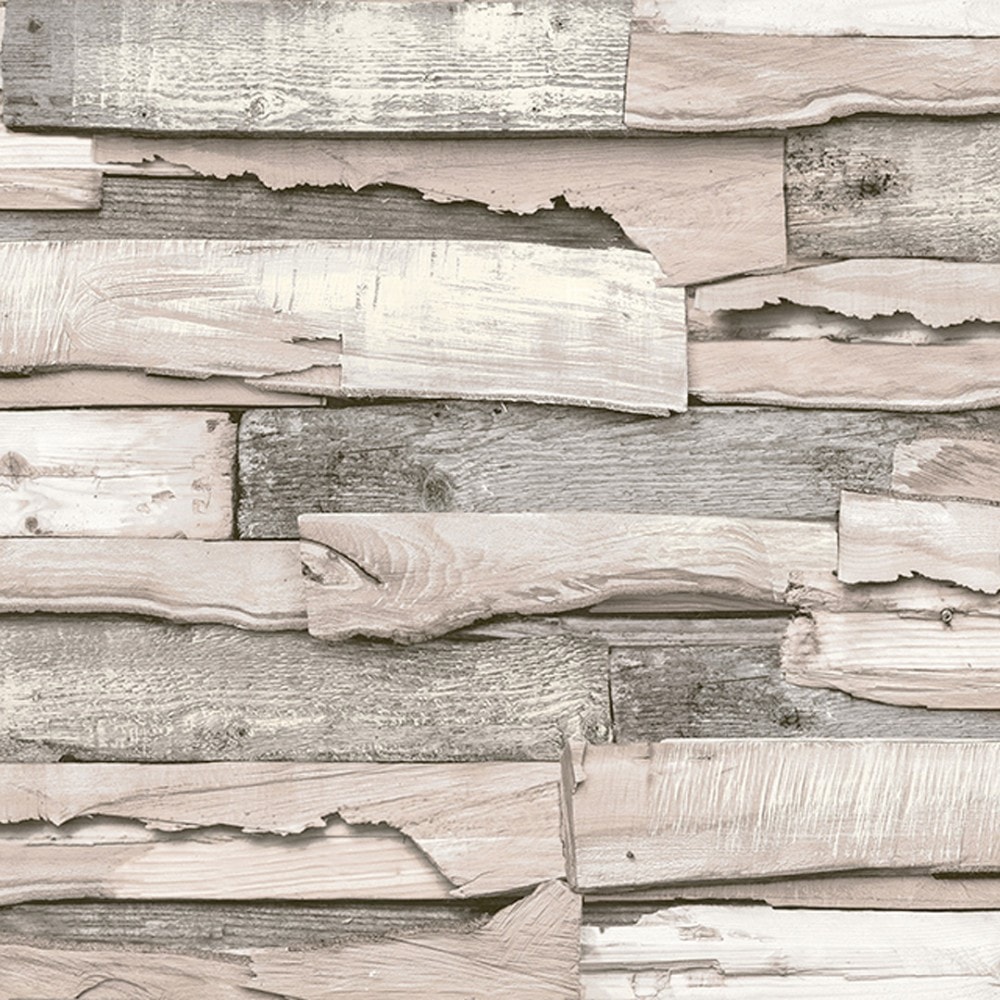Rustic Shingle Wood Plank Wallpaper Blush. I Love Wallpaper