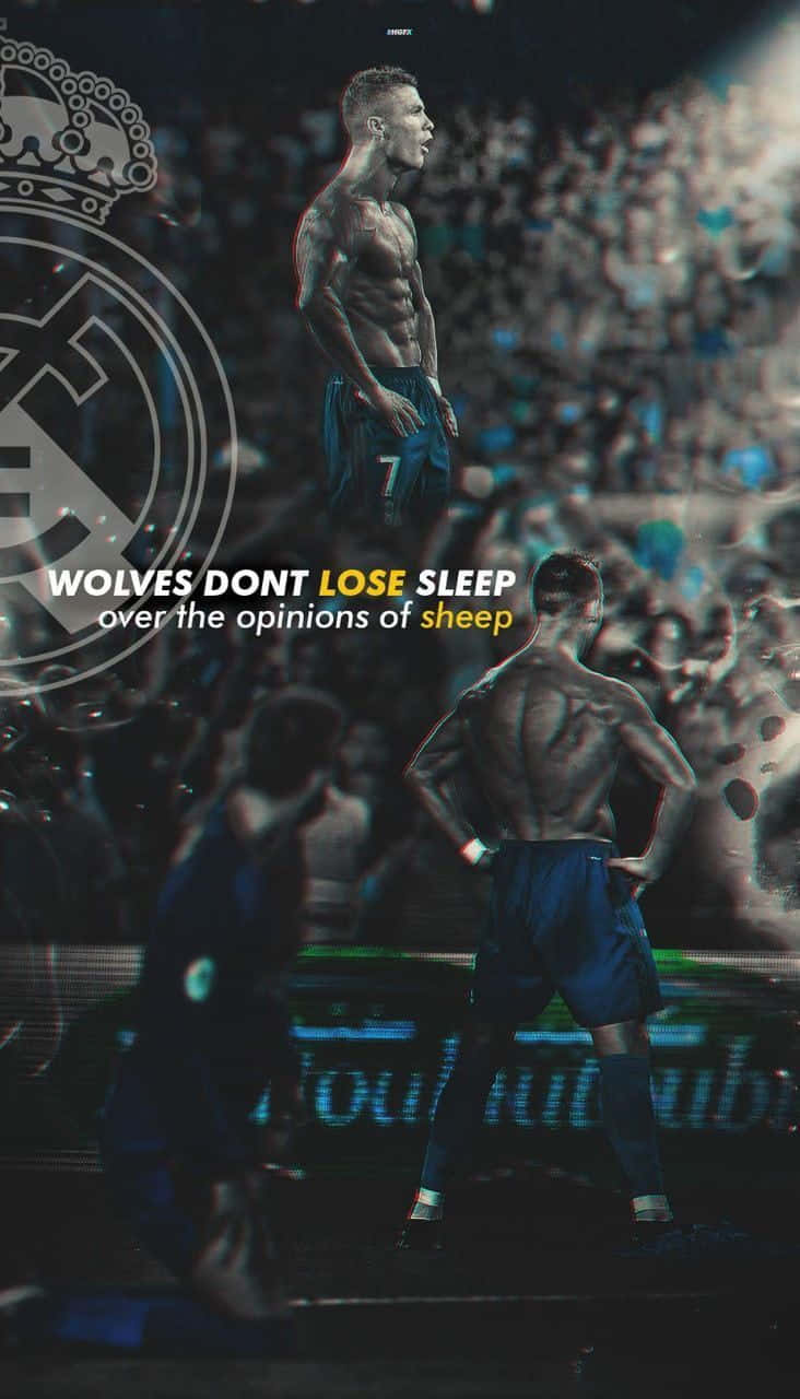 Download Cristiano Ronaldo Blue And Black Football Quotes Wallpaper