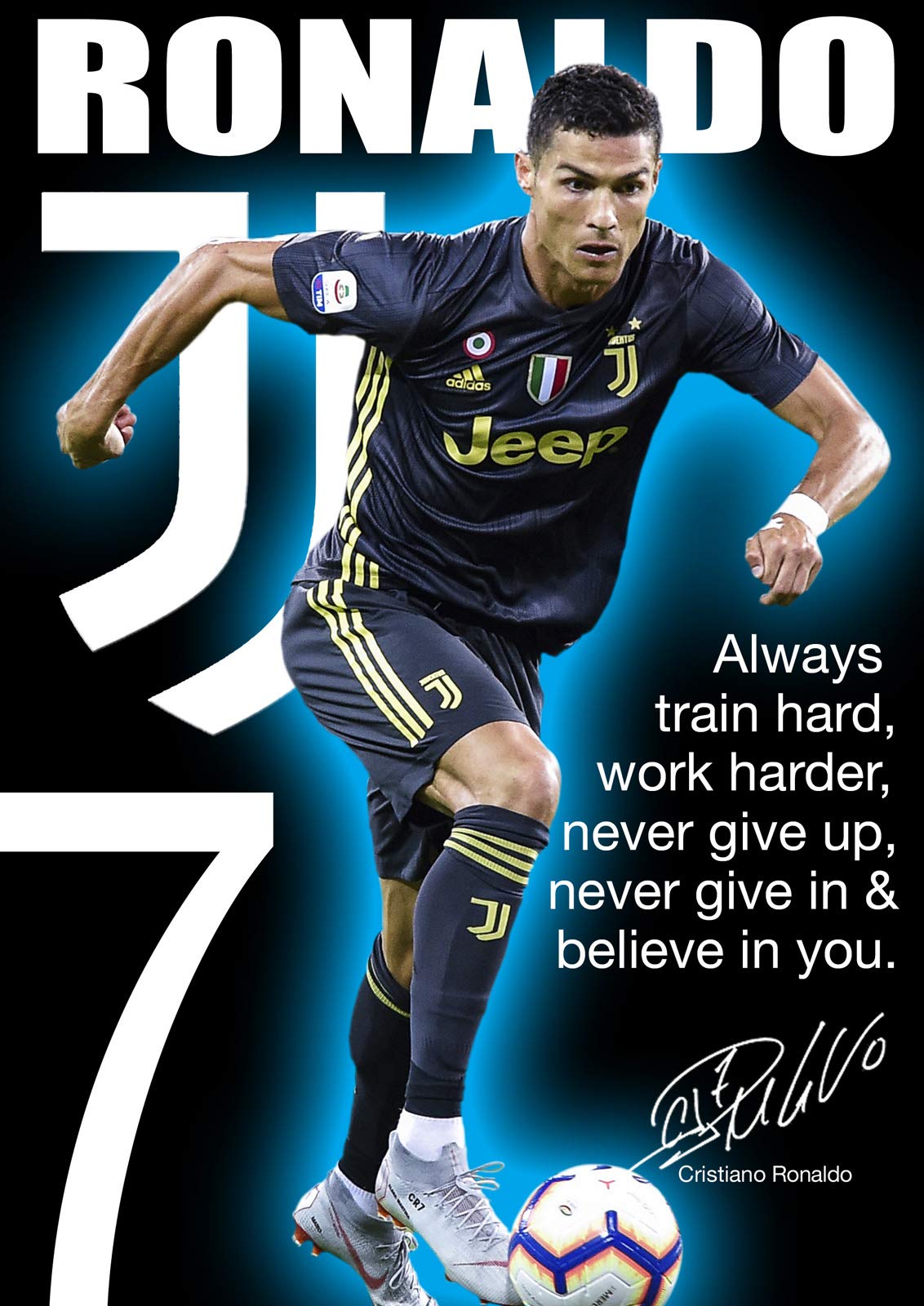 Cristiano Ronaldo # 84 quotation (copy) A3 poster player of the year Madrid logo background poster, Amazon.co.uk: Home & Kitchen