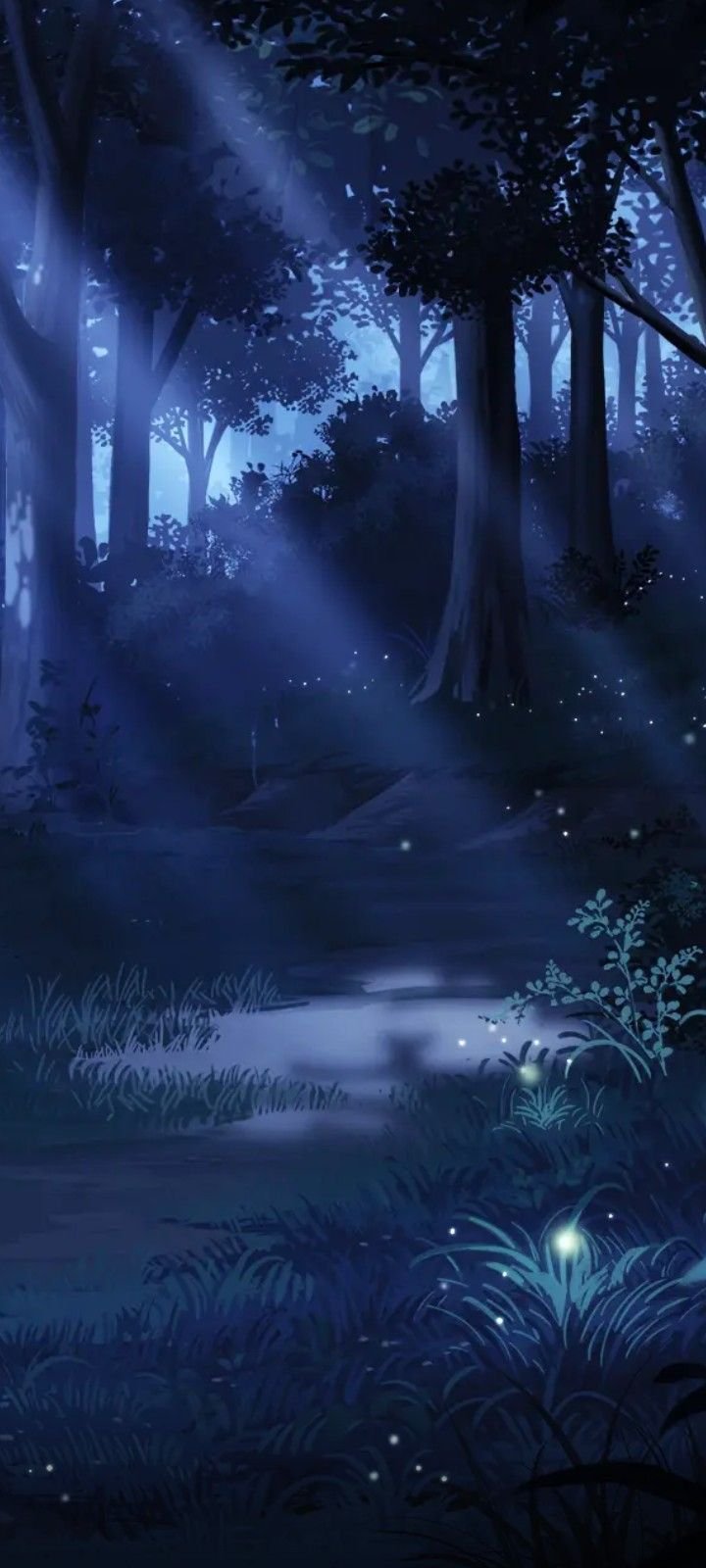 Forest anime night Wallpaper Download