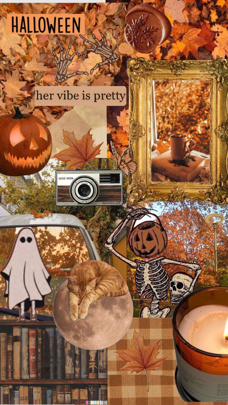 #fallgirlaesthetic #fall #autumn #halloweenaesthetic. Halloween wallpaper cute, Fall halloween, Cute fall