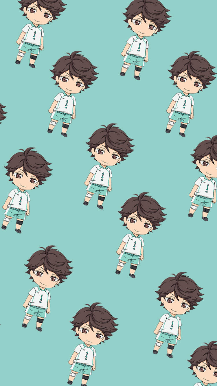 Download Toru Oikawa Chibi Pattern Wallpaper