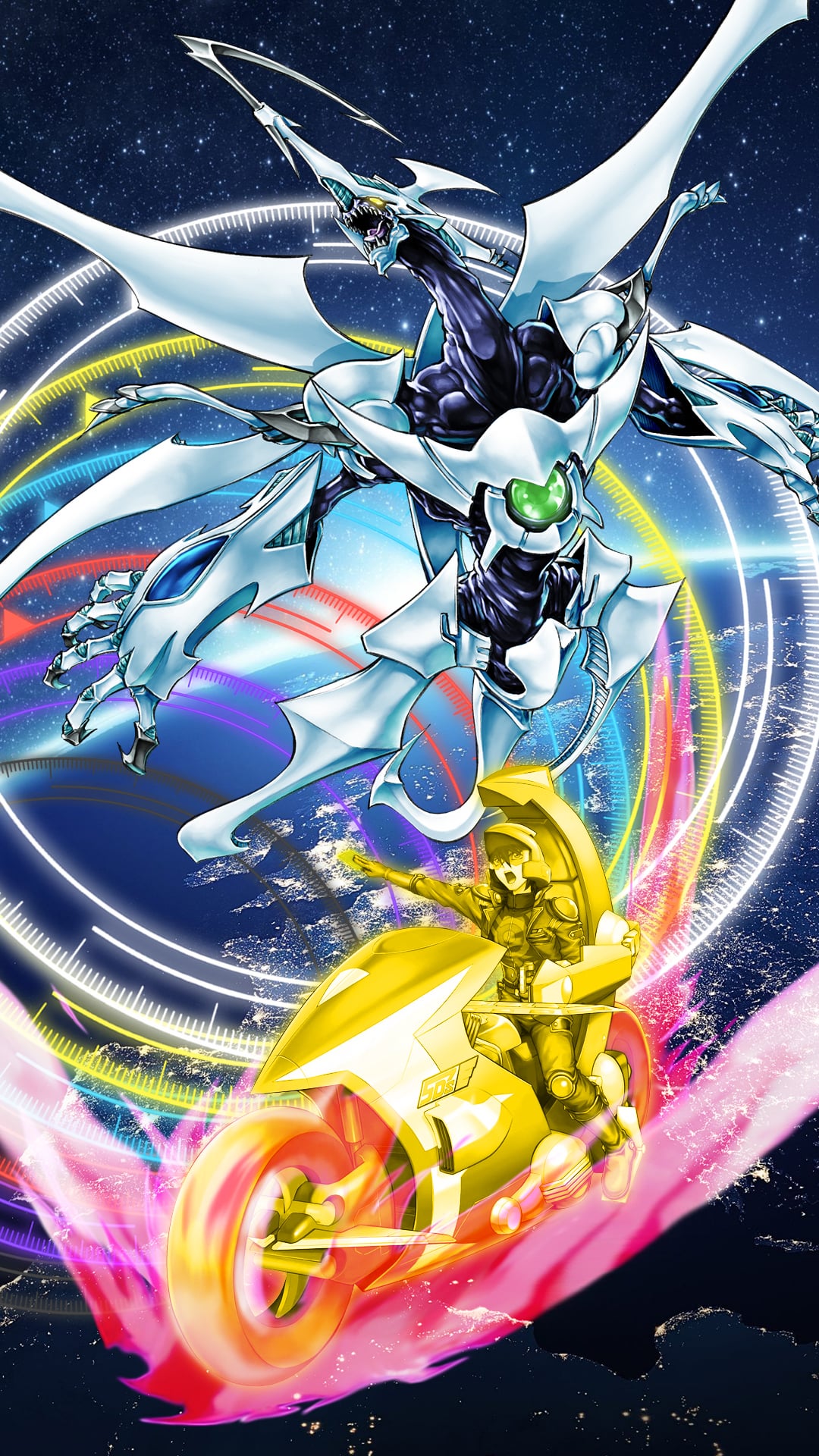 Yusei and Shooting Quasar Dragon phone wallpaper
