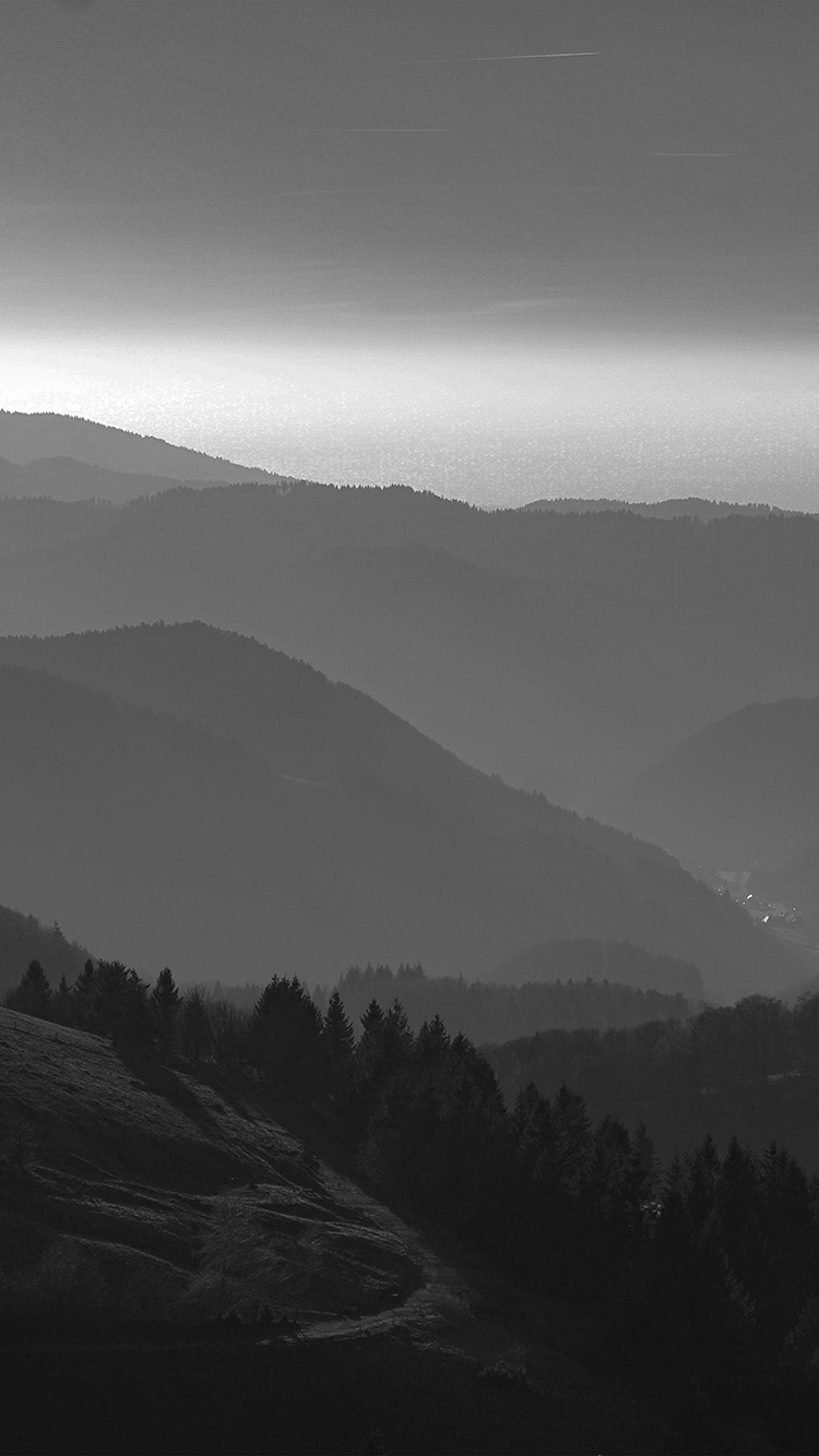 Mountain View Sky Bw Dark Nature Wallpaper