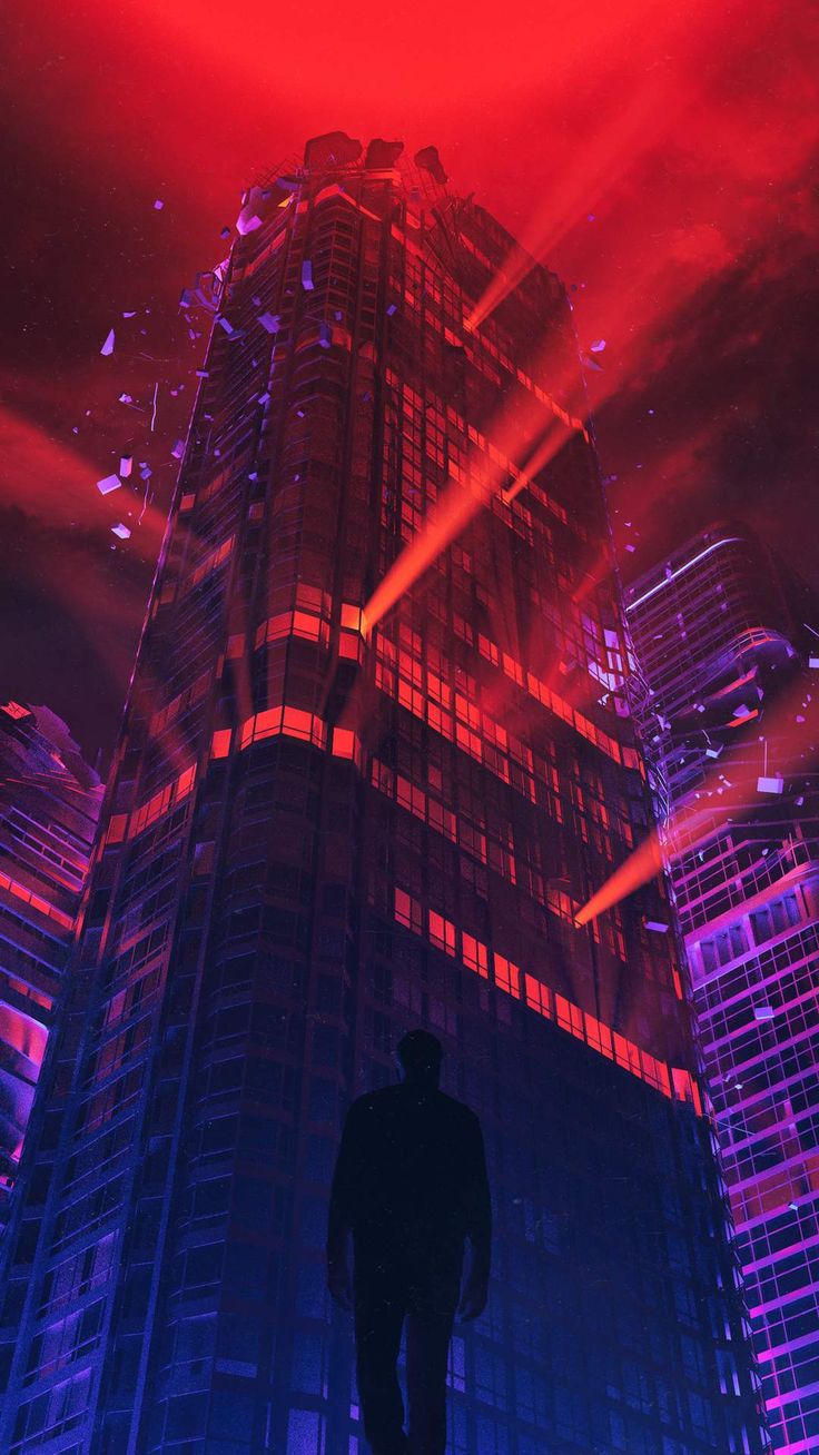 Skyscraper iPhone Wallpaper. Cyberpunk aesthetic, Futuristic city, Digital artist