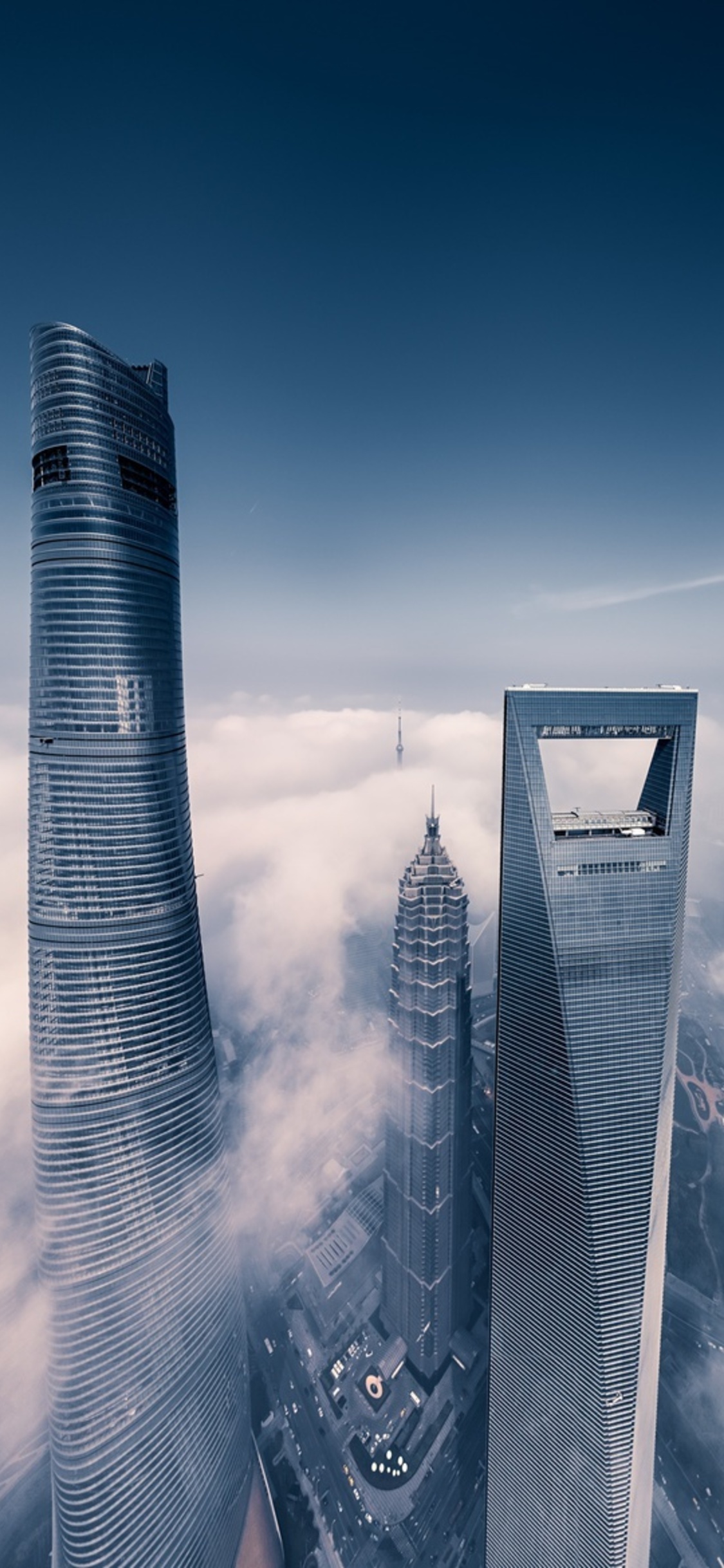 Shanghai Skyscraper Fog Clouds iPhone XS, iPhone 10, iPhone X HD 4k Wallpaper, Image, Background, Photo and Picture